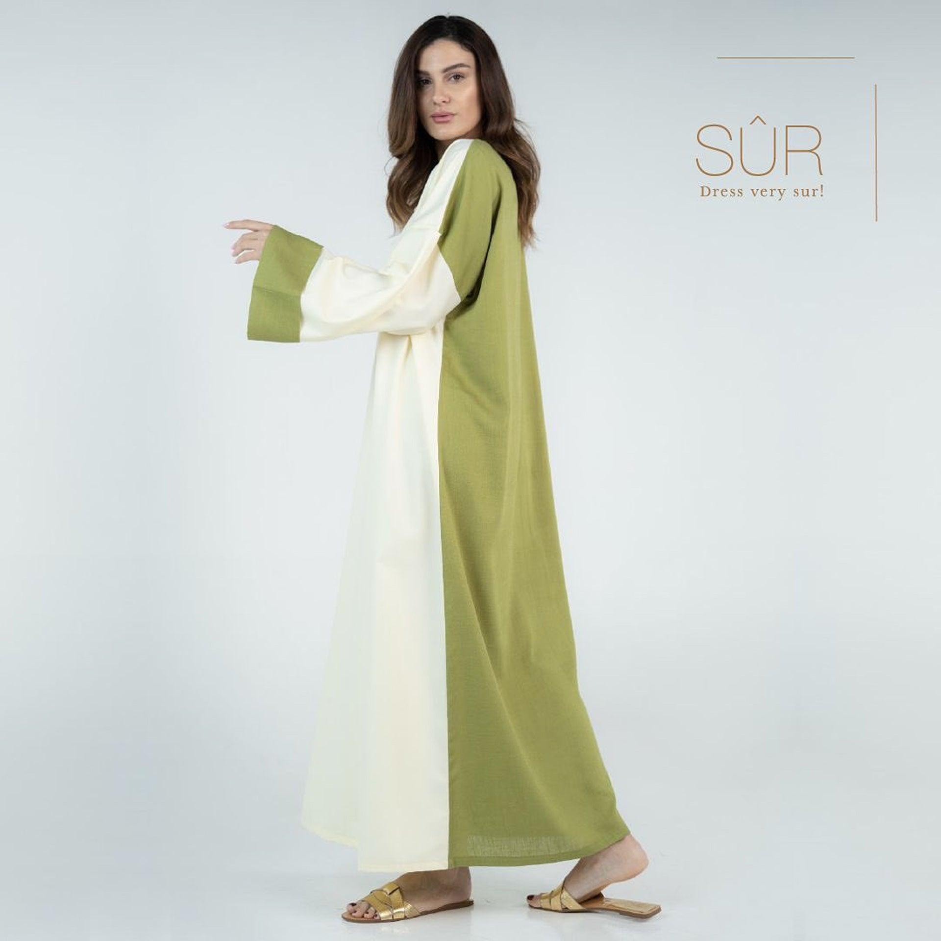 Mix Colors Cotton Contrast Panel Jalabiya By Sur - WECRE8