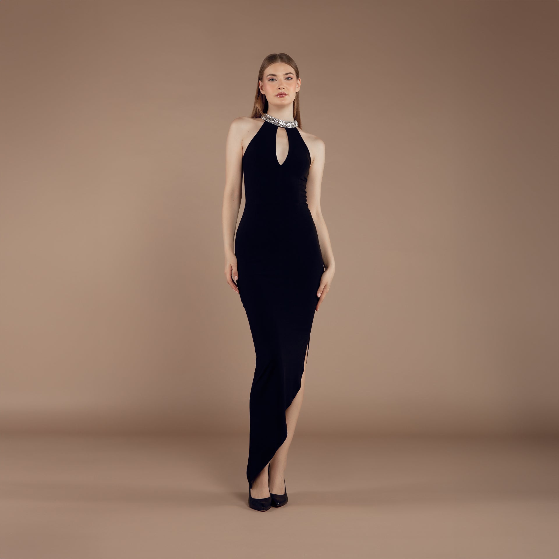 Asymmetric Midi Dress Black by Lili Blanc