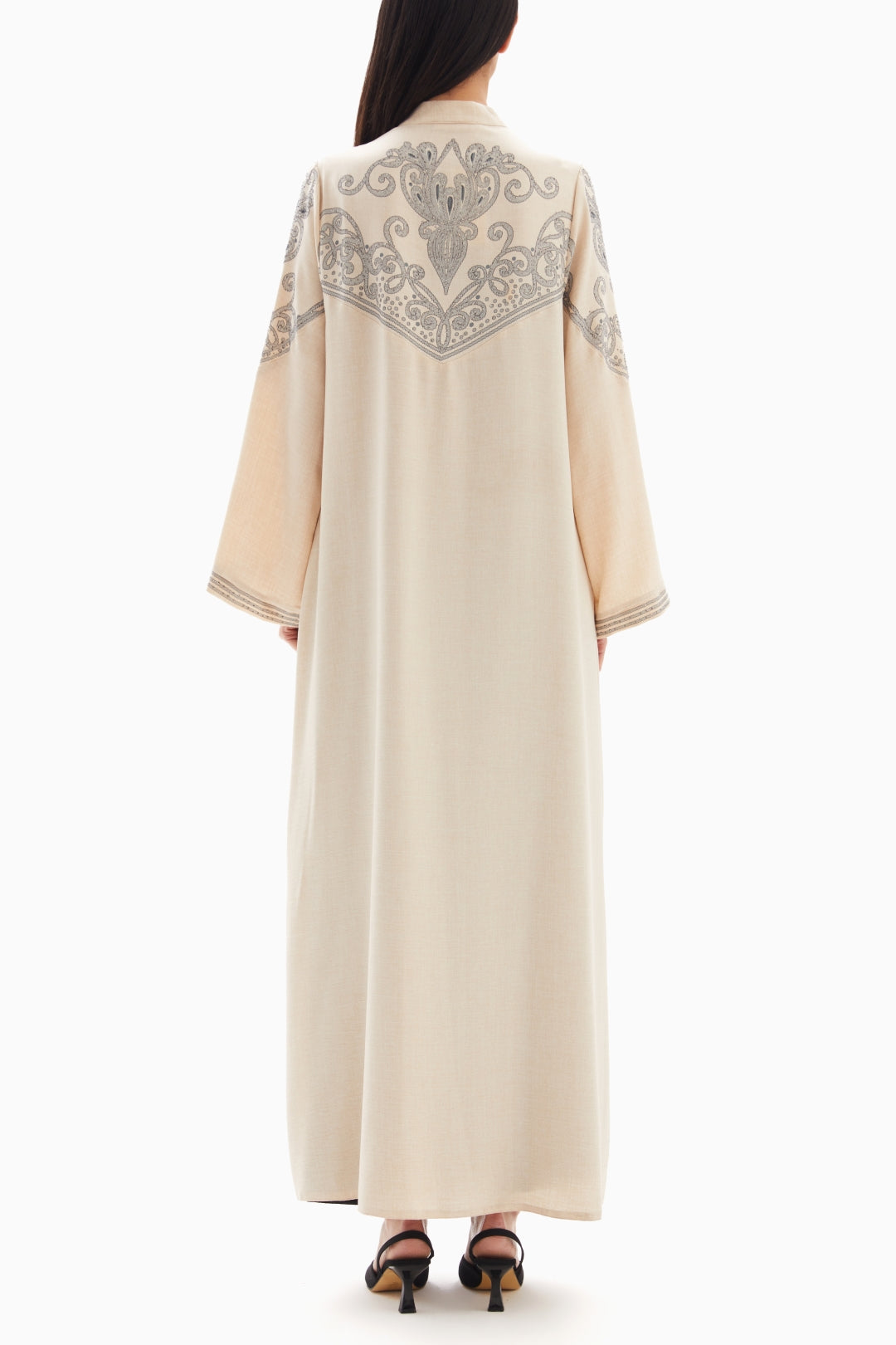 Beige Delicate Embroidered Abaya By WECRE8