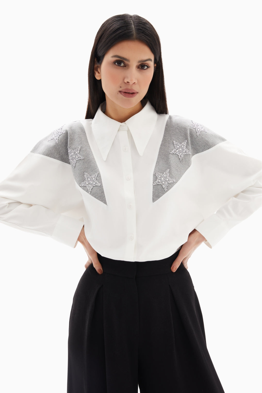 White Star Embellished Blouse By WECRE8