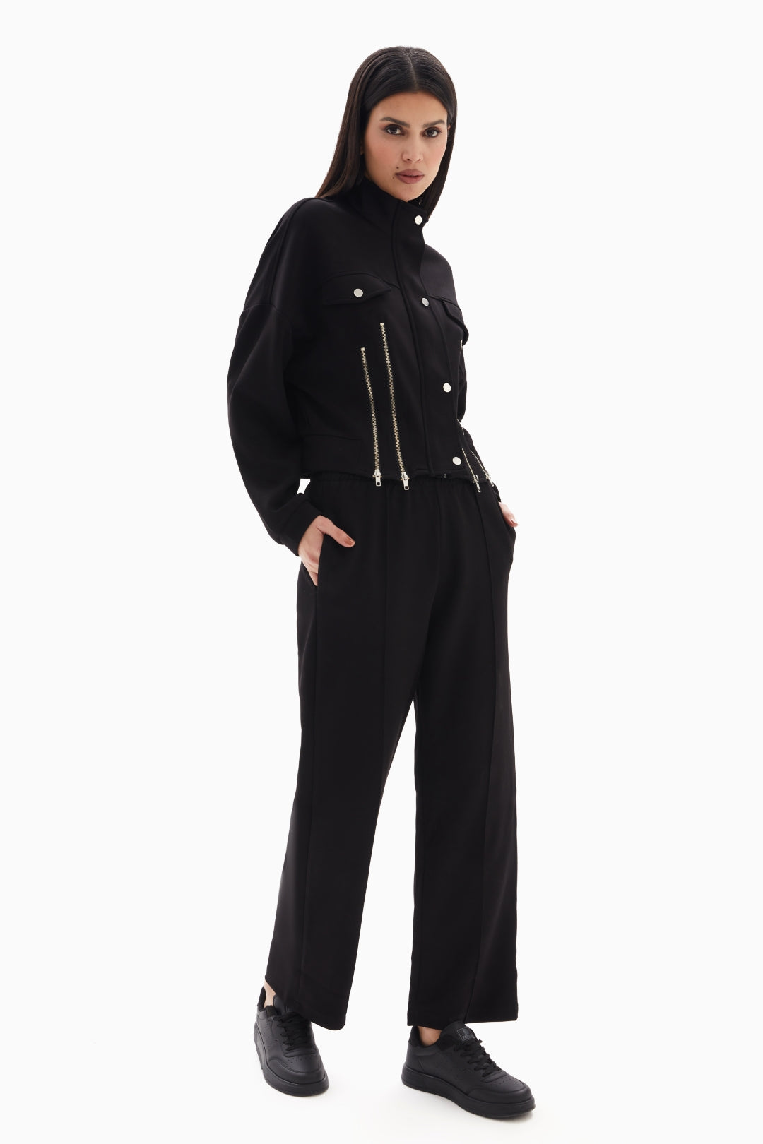 Black Zipper Set of Jacket and Trousers By WECRE8