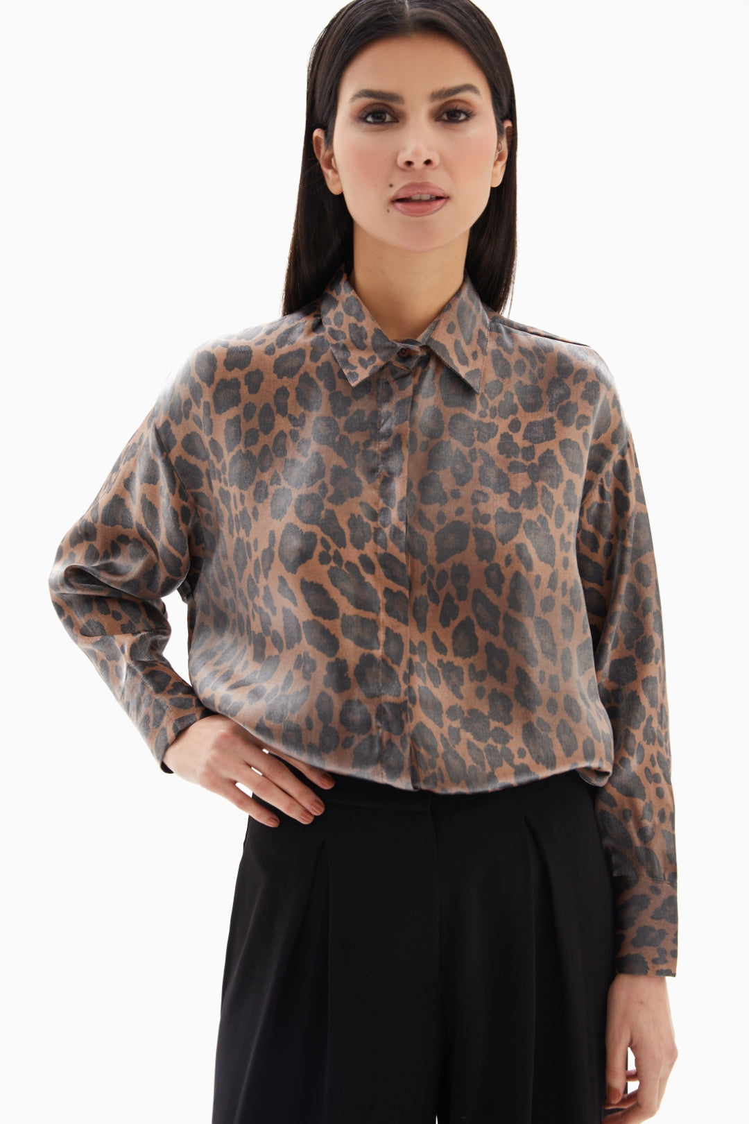 Brown Leopard Print Blouse By WECRE8