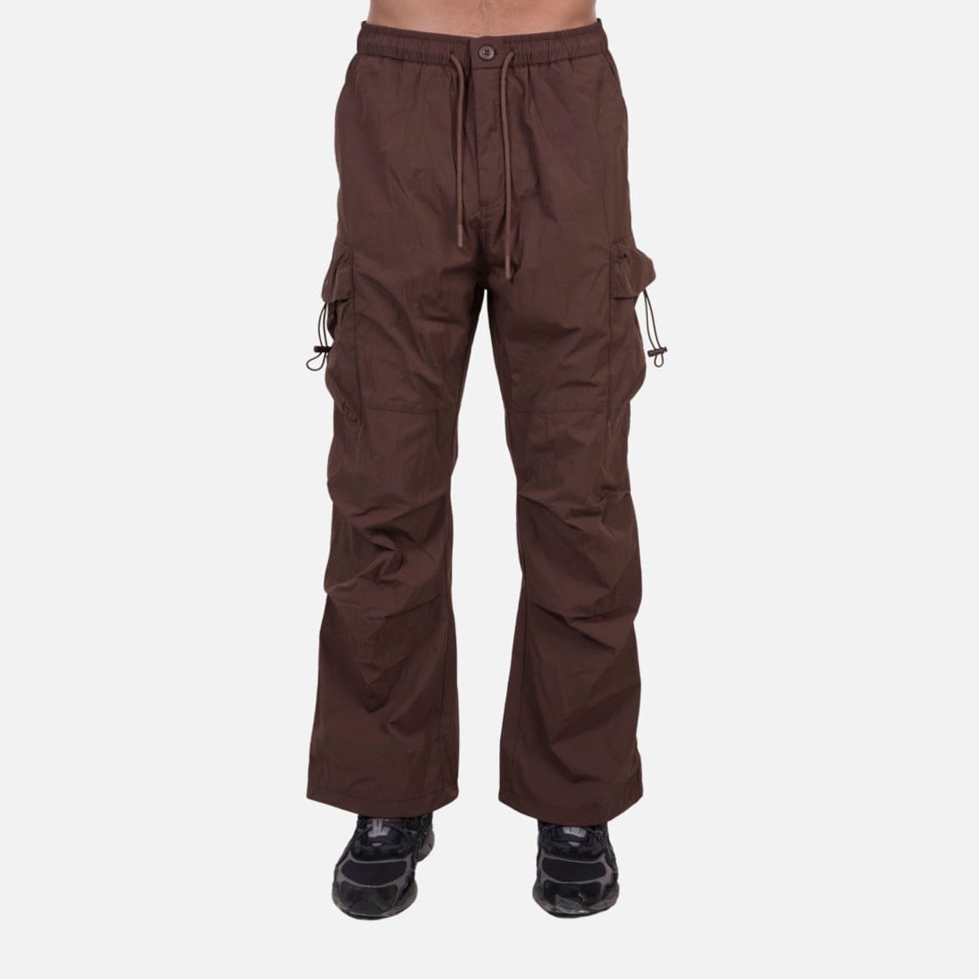 Brown Crinkled Pants With Pockets By Dracaena Cinnabari