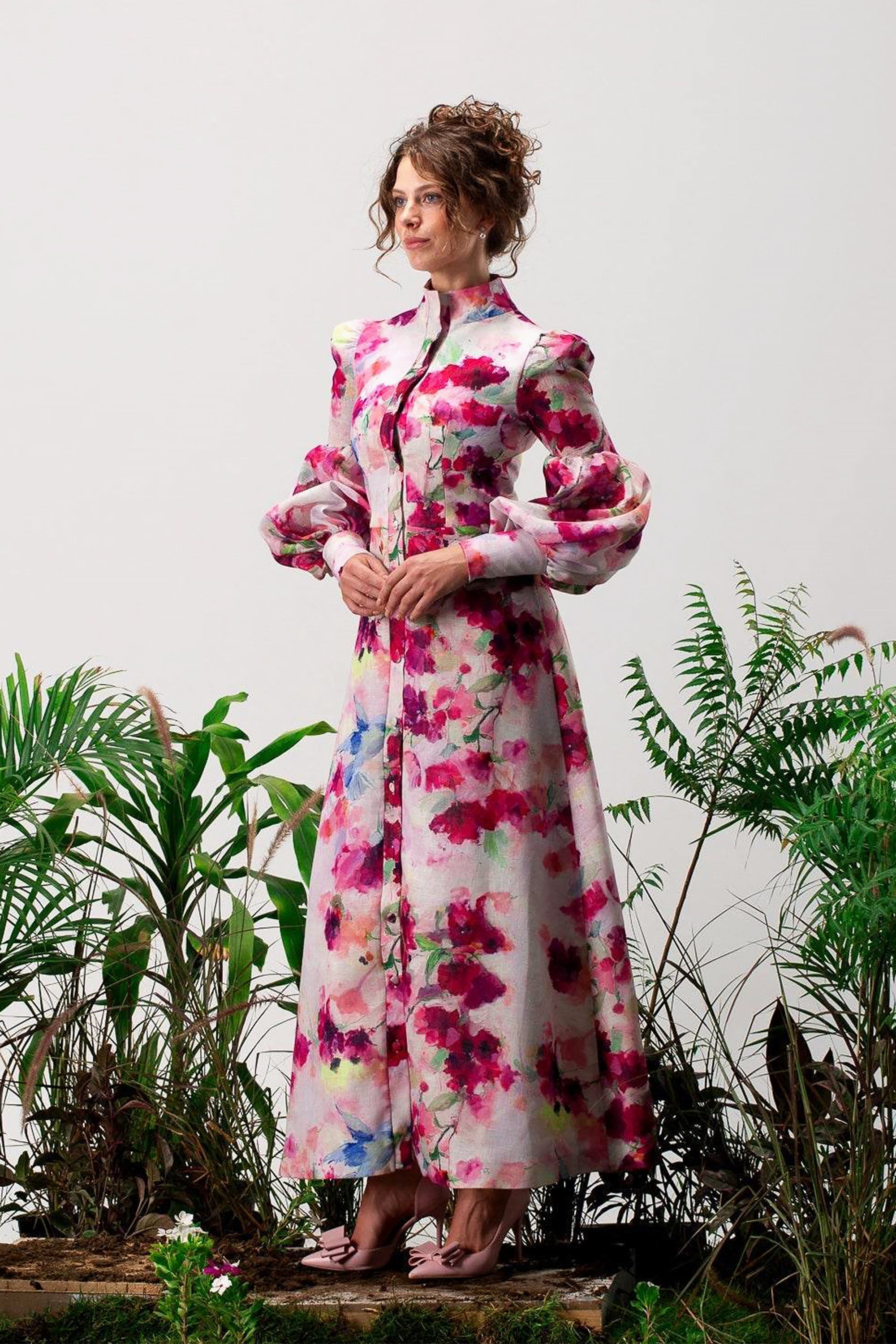 White Odessa Long Sleeves Maxi Dress by Moonmains