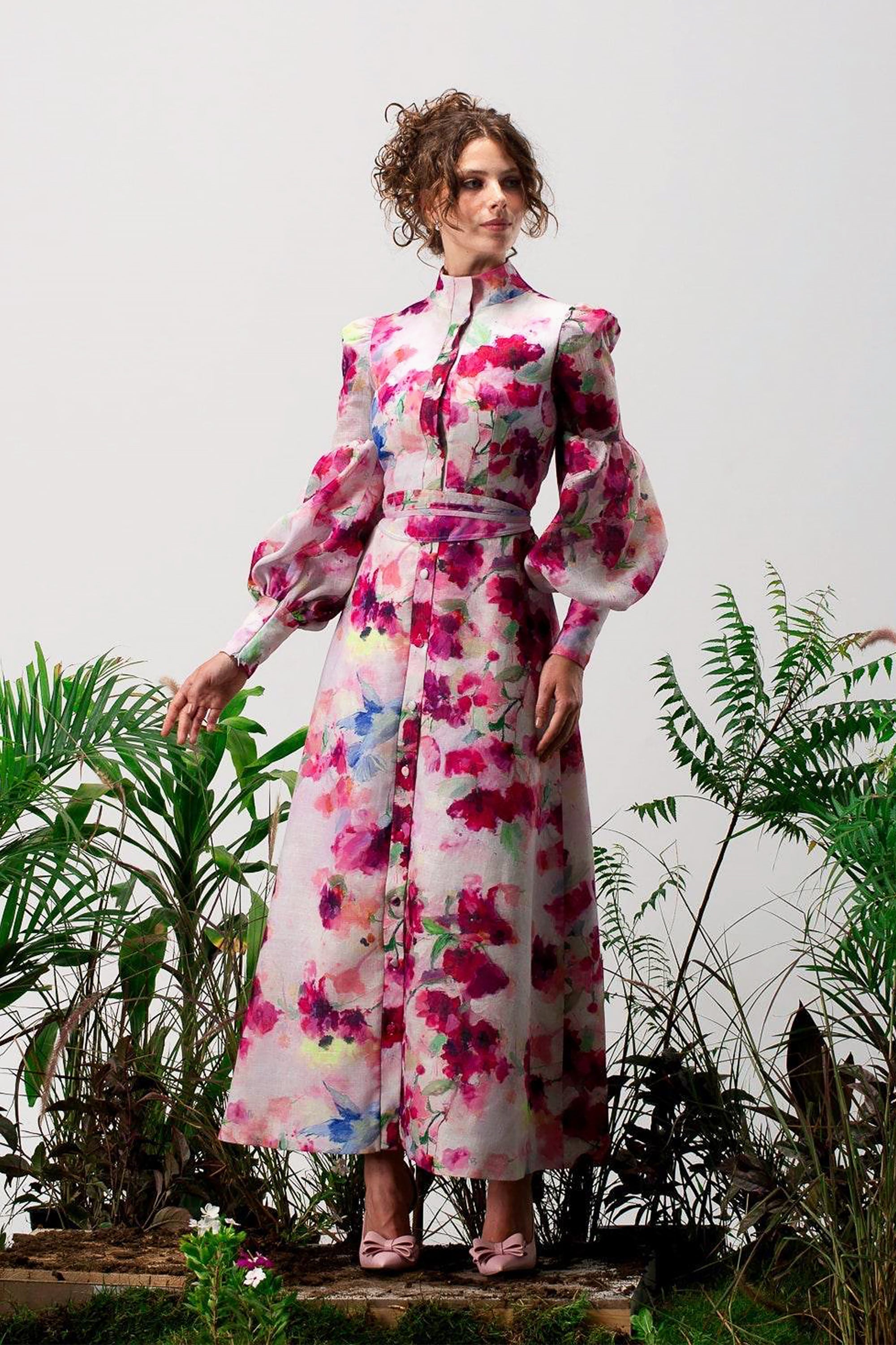 White Odessa Long Sleeves Maxi Dress by Moonmains
