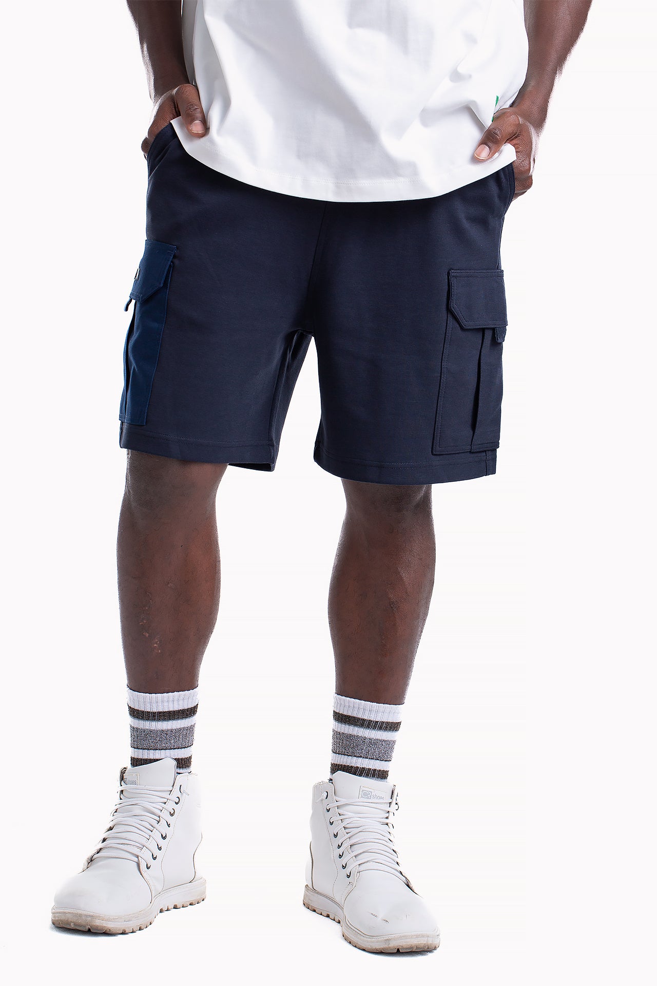 Navy Cotton Cargo Shorts by Weaver Design