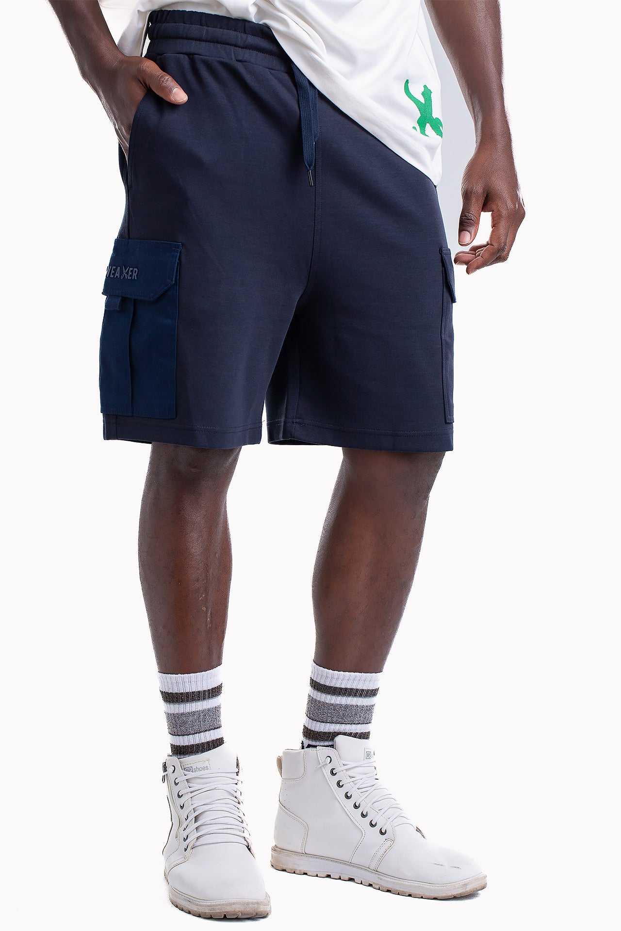 Navy Cotton Cargo Shorts by Weaver Design