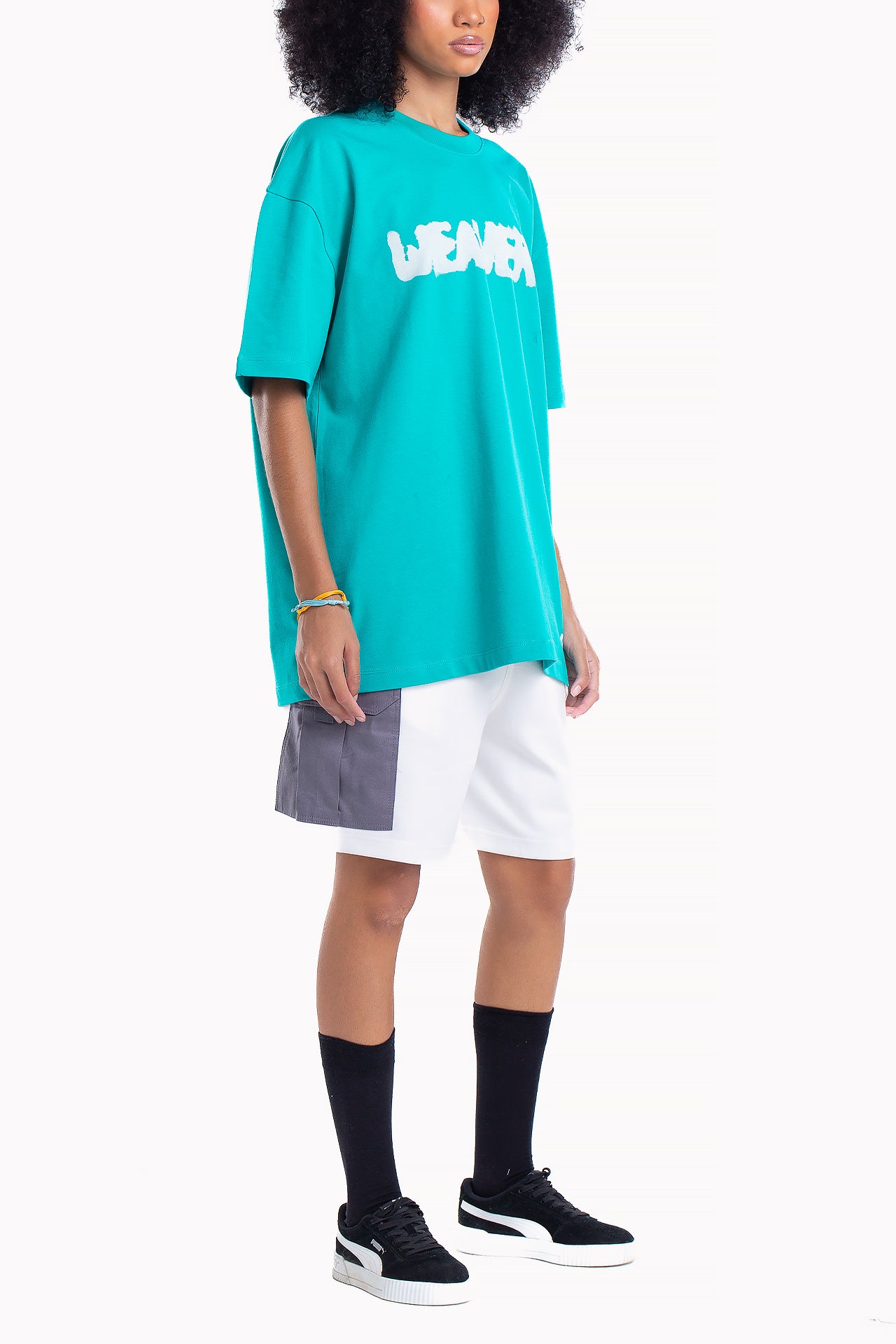 Turquoise Cotton Ink T-shirt by Weaver Design