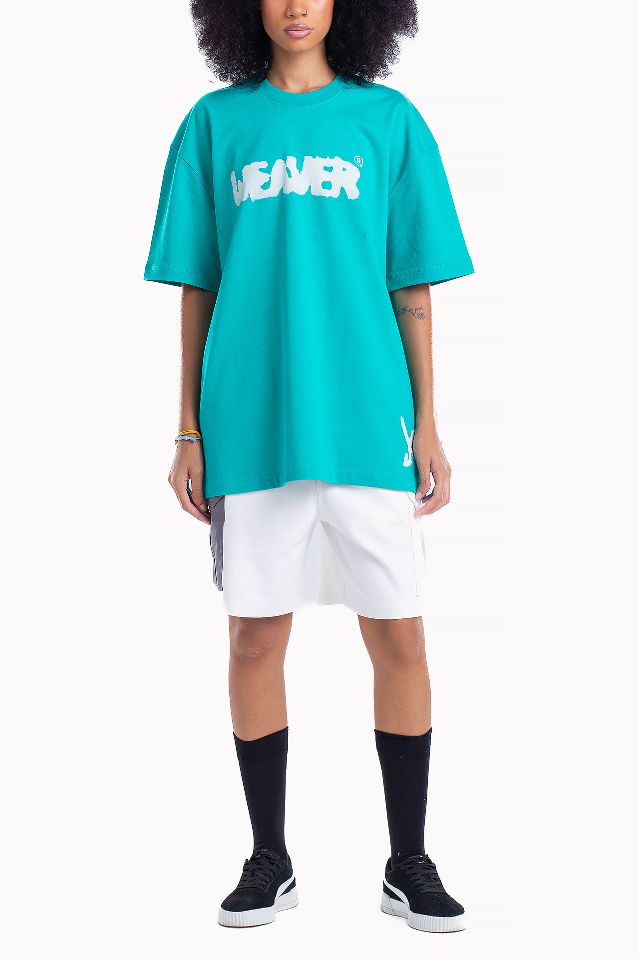 Turquoise Cotton Ink T-shirt by Weaver Design
