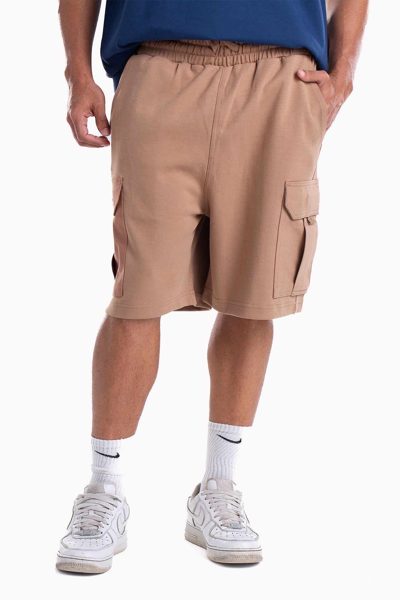 Brown Cotton Cargo Shorts by Weaver Design