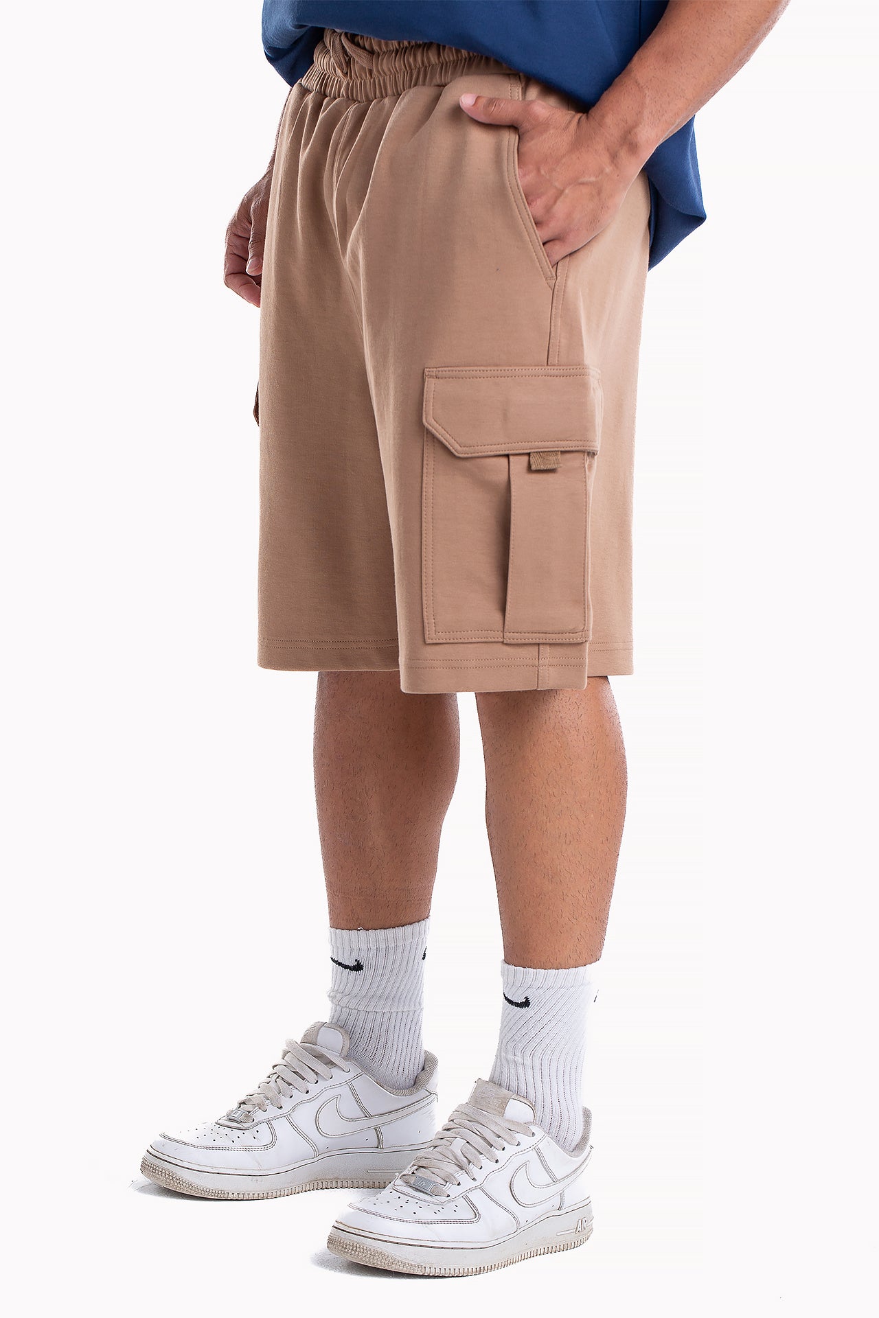 Brown Cotton Cargo Shorts by Weaver Design