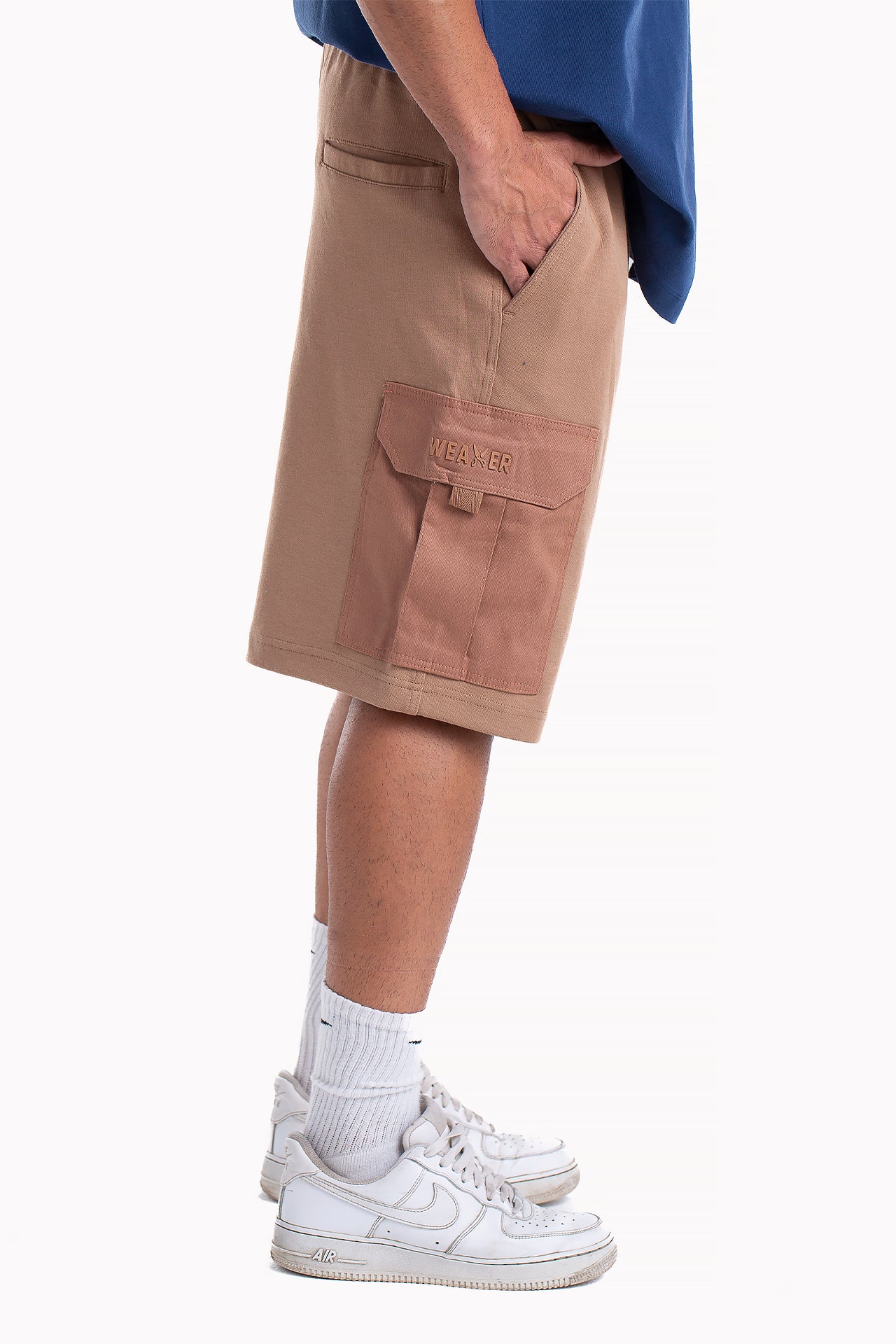 Brown Cotton Cargo Shorts by Weaver Design