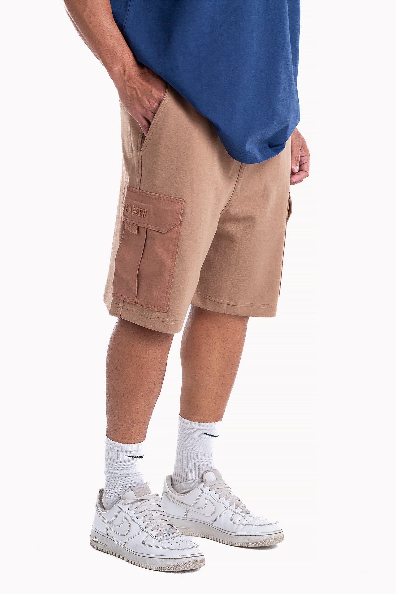 Brown Cotton Cargo Shorts by Weaver Design