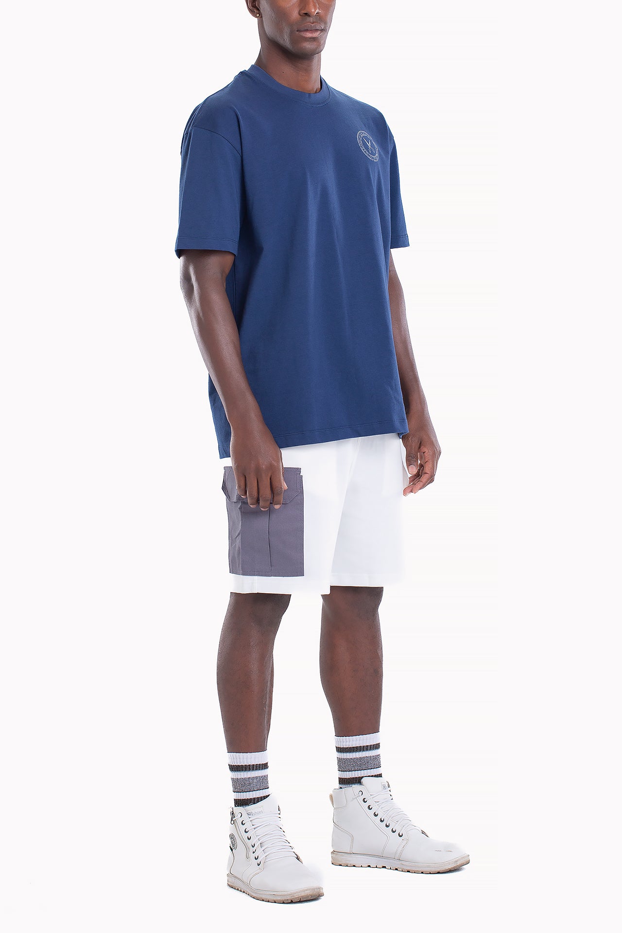 Deep Navy Cotton Stamp T-shirt by Weaver Design