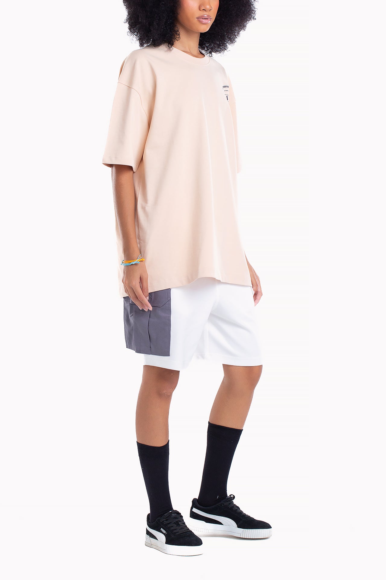 Beige Cotton Stamp T-shirt by Weaver Design