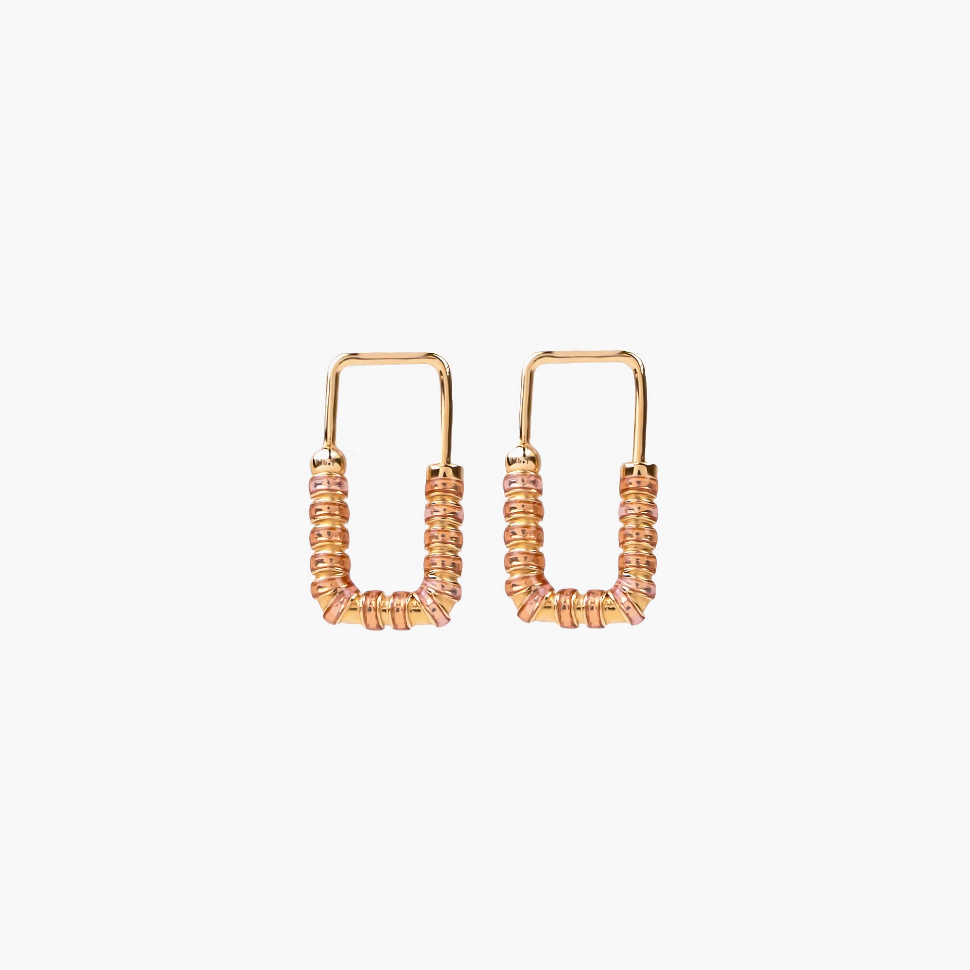 Gold Plated Peach Nail Lock Earrings By L'rosha