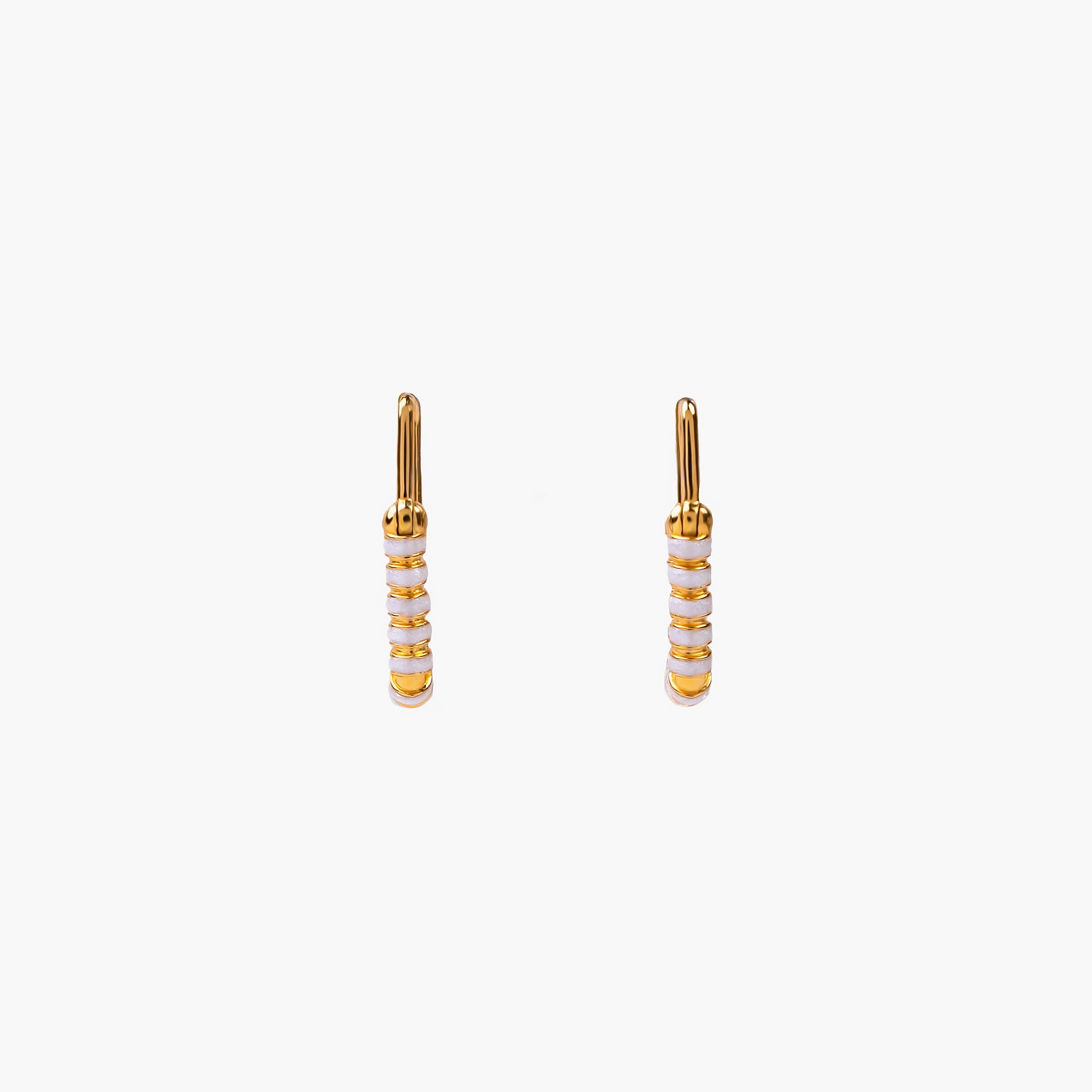 Gold Plated White Nail Lock Earrings By L'rosha