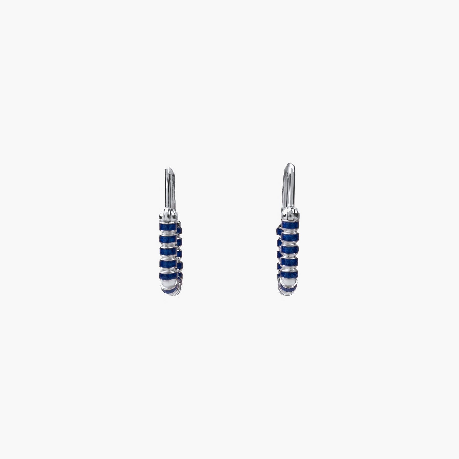 Silver Rhodium Blue Nail Lock Earrings By L'rosha