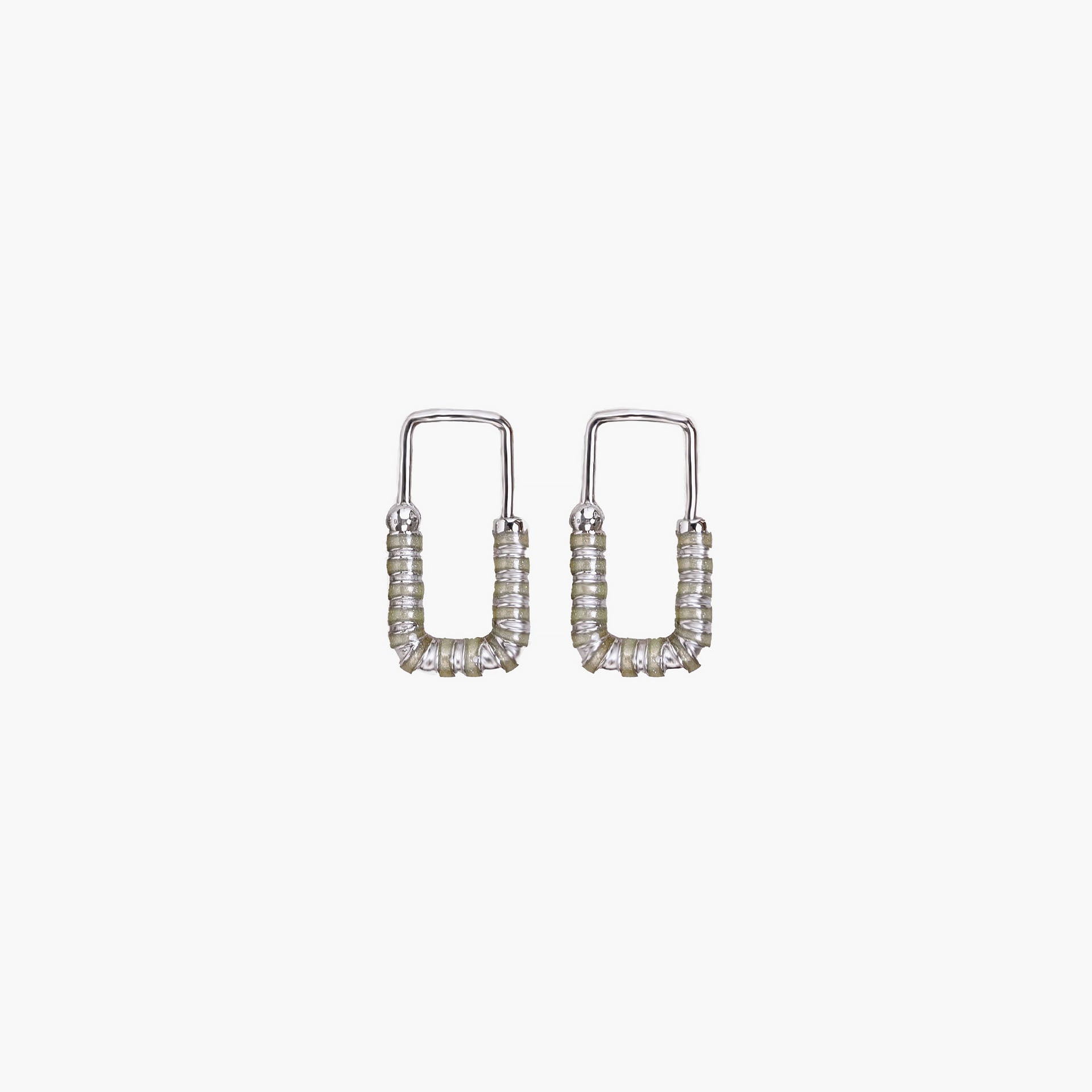 Silver Rhodium Mint Nail Lock Earrings By L'rosha