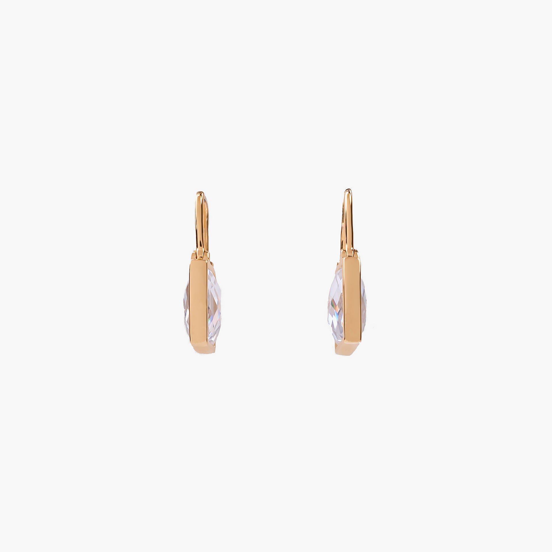 Gold Plated White Self-lock Earrings By L'rosha