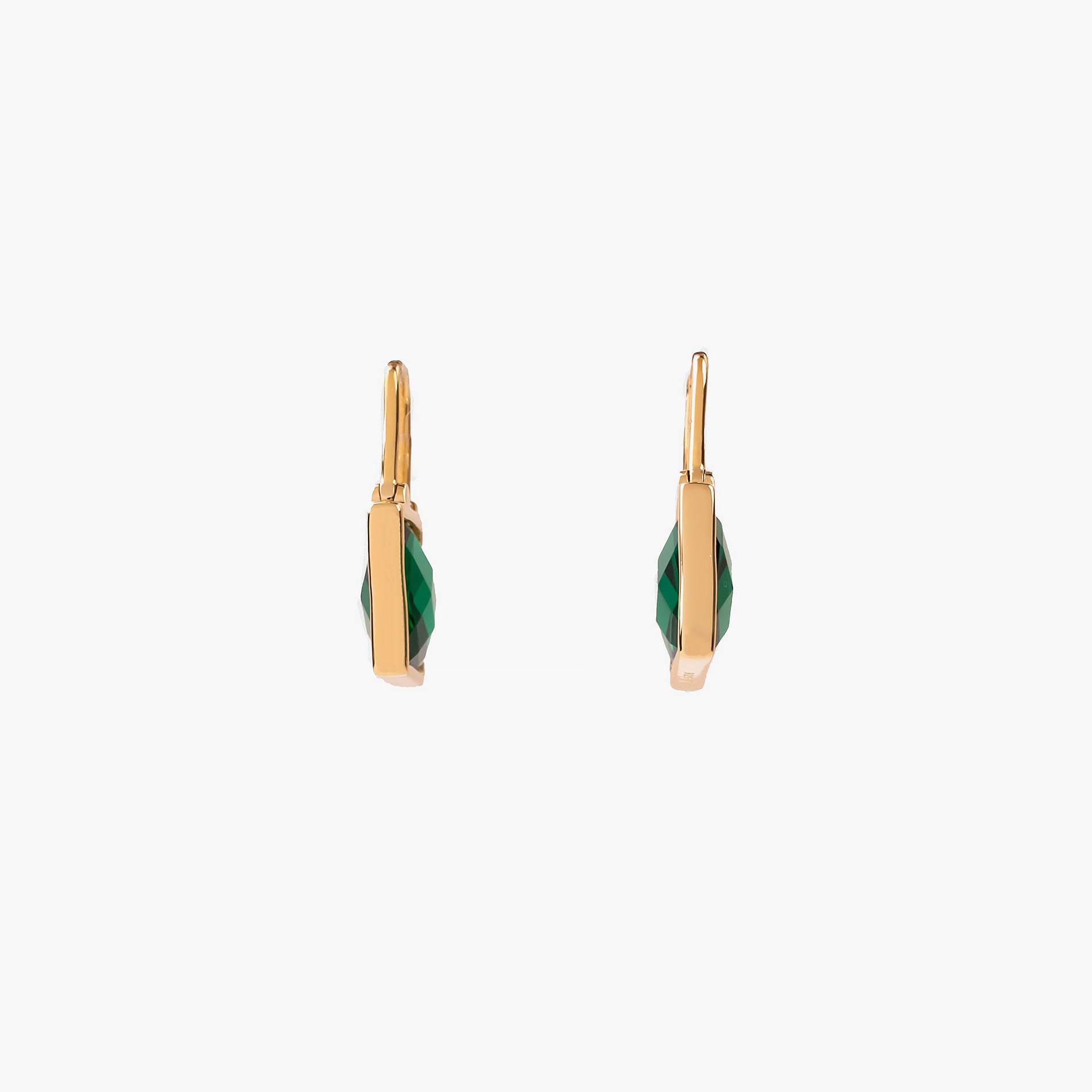 Gold Plated Green Self-lock Earrings By L'rosha