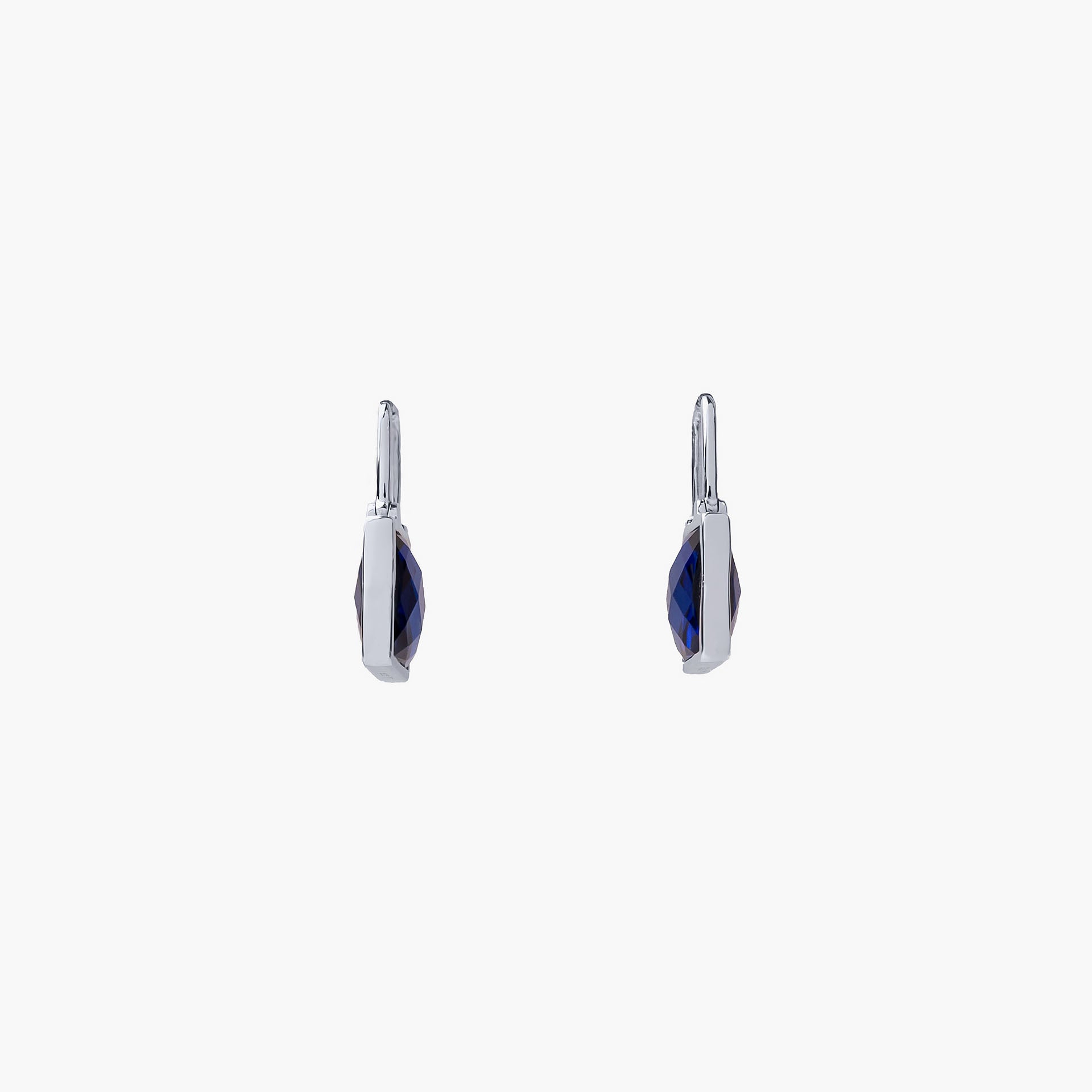 Silver Rhodium Blue Self-lock Earrings By L'rosha