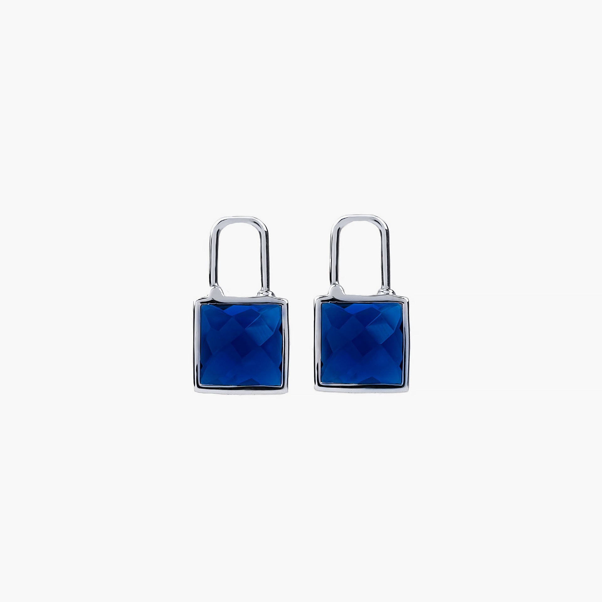 Silver Rhodium Blue Self-lock Earrings By L'rosha