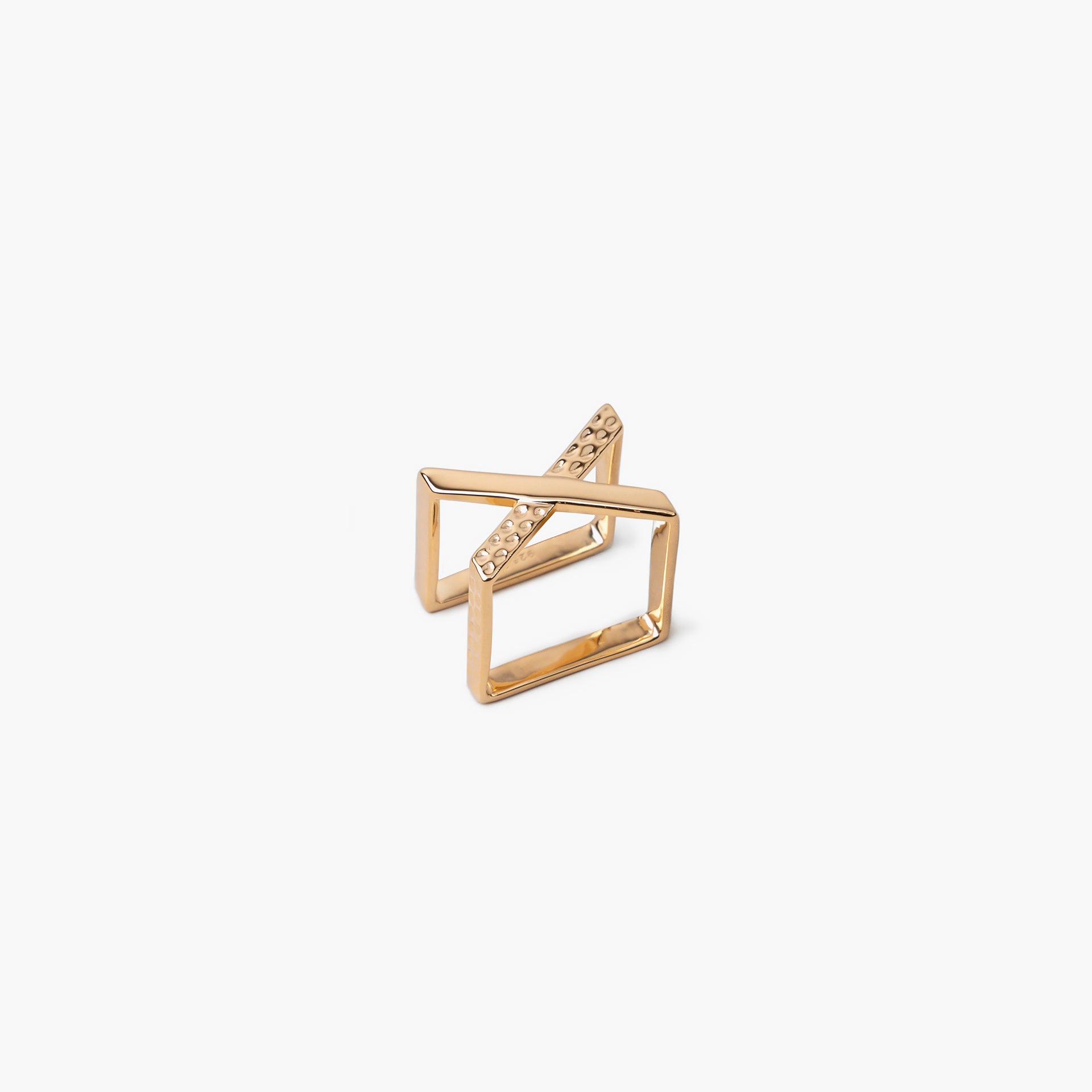 Gold Plated X Ring By L'rosha