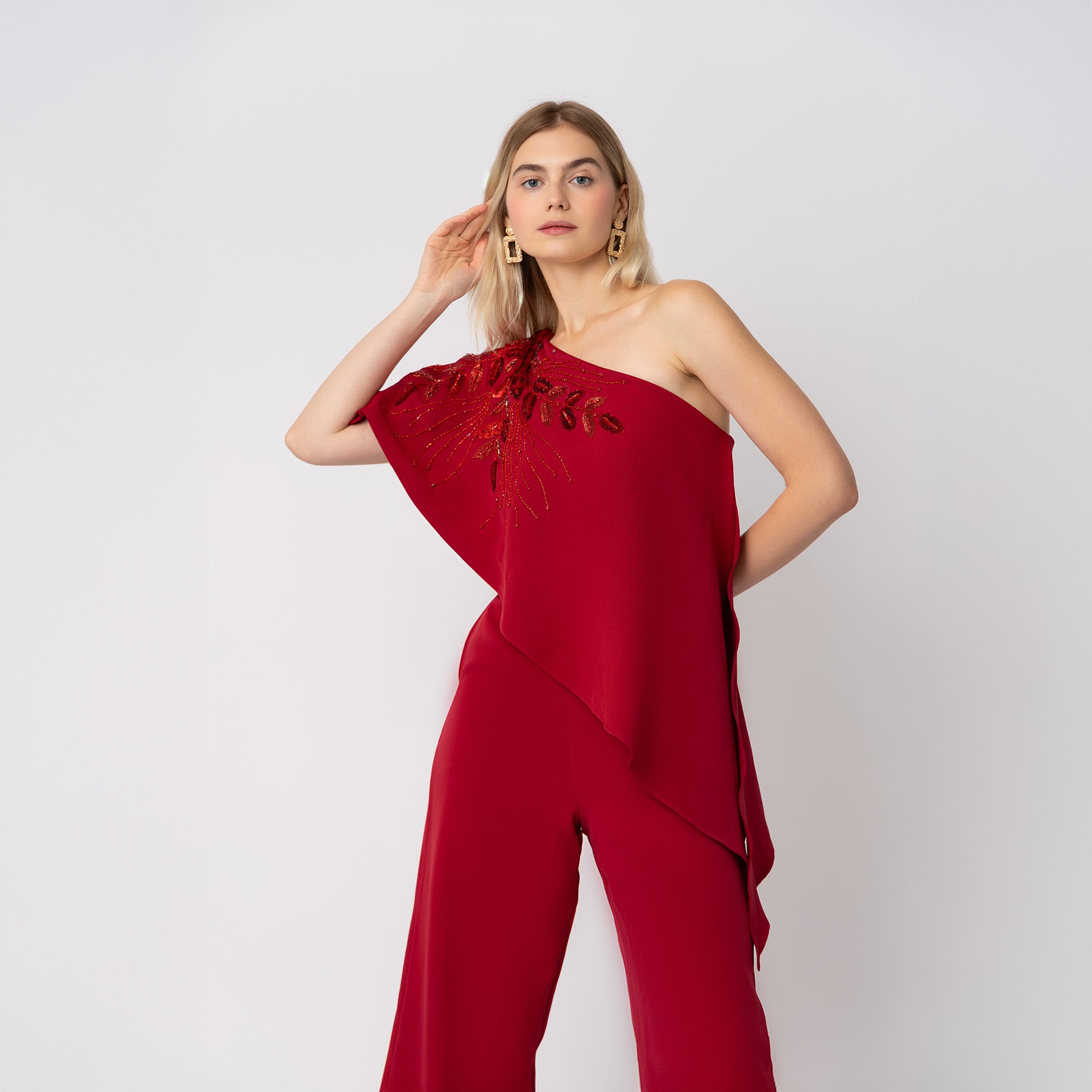 Red Gwen Jumpsuit by Raishma