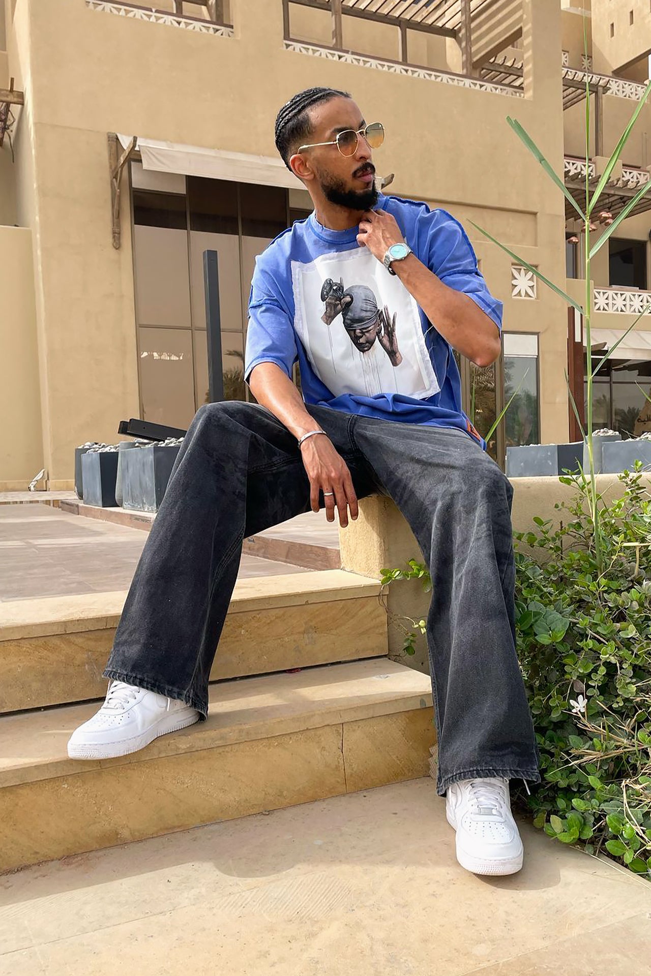 Unisex Blue Head Printed T-shirt by Pavone Line