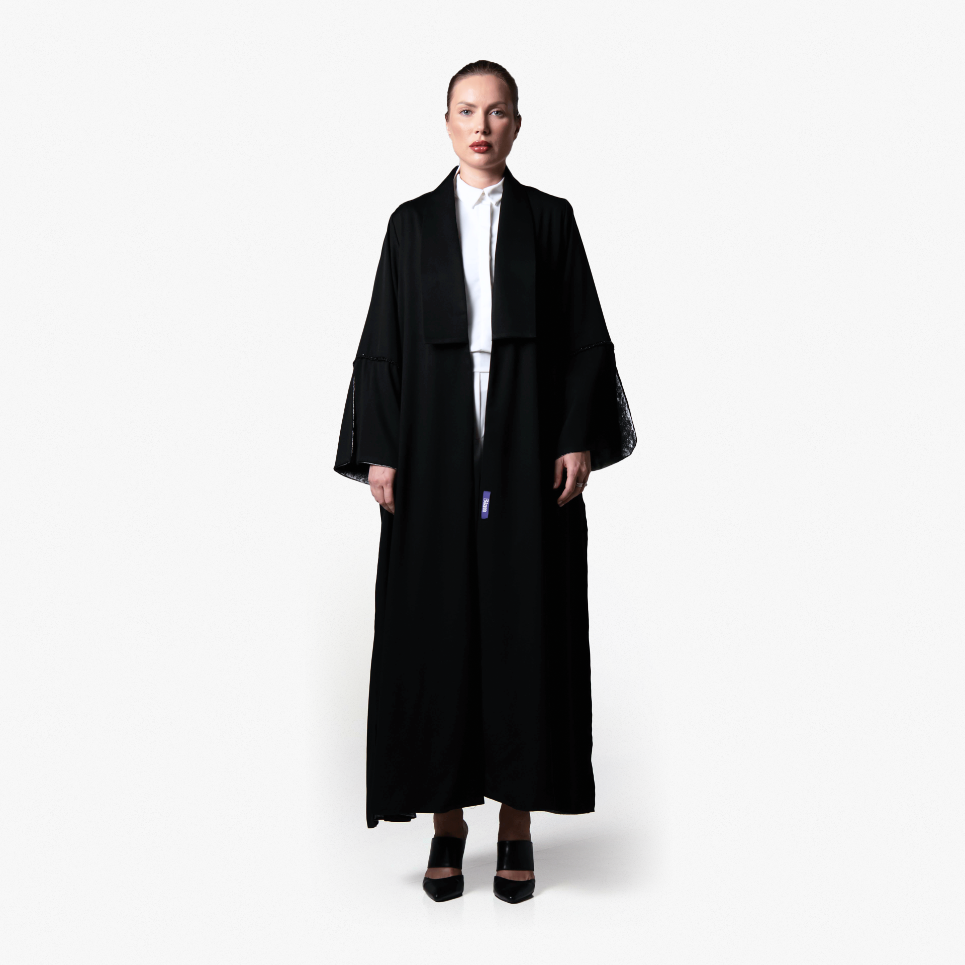 Shawl Collar Black Abaya - Biam Abaya