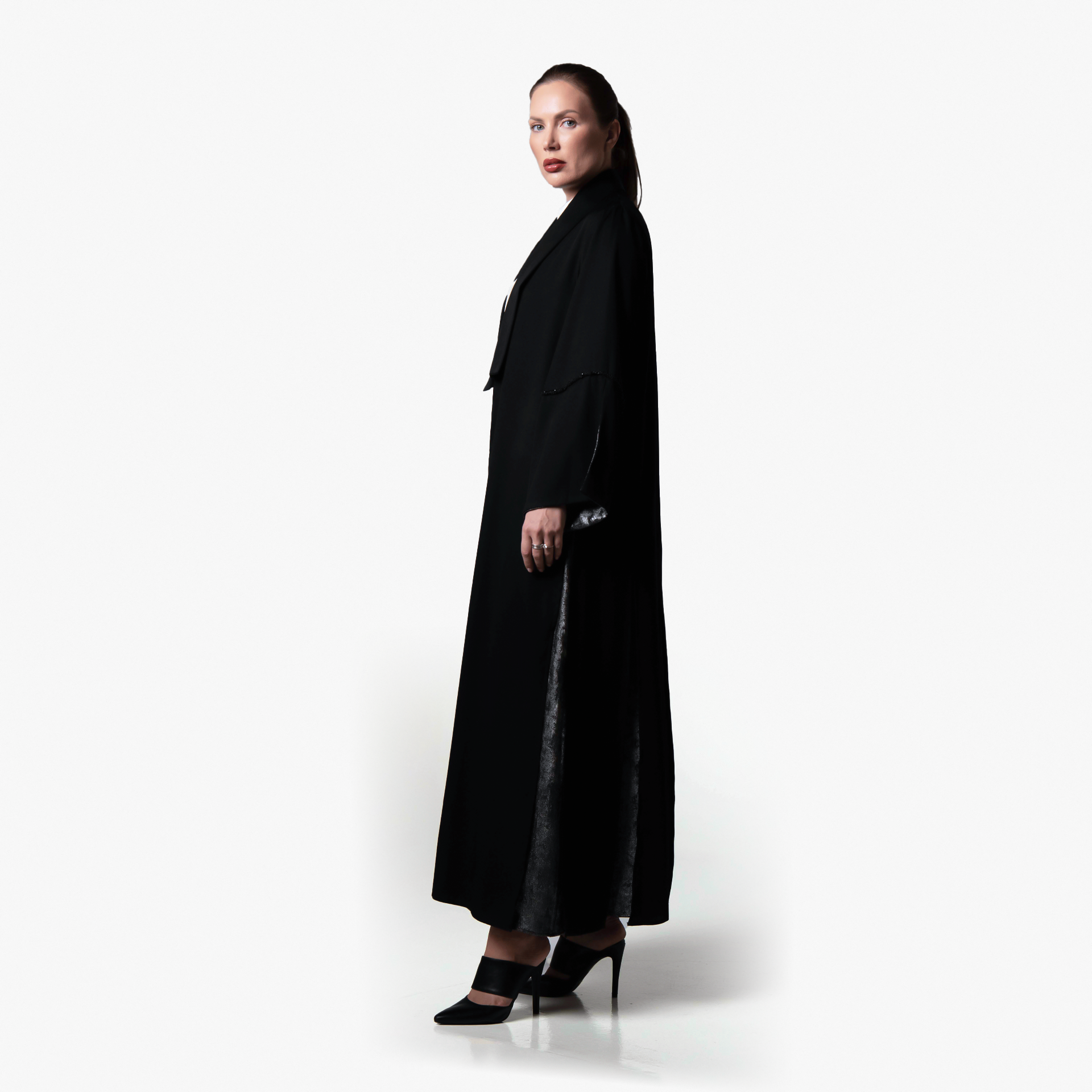 Shawl Collar Black Abaya - Biam Abaya