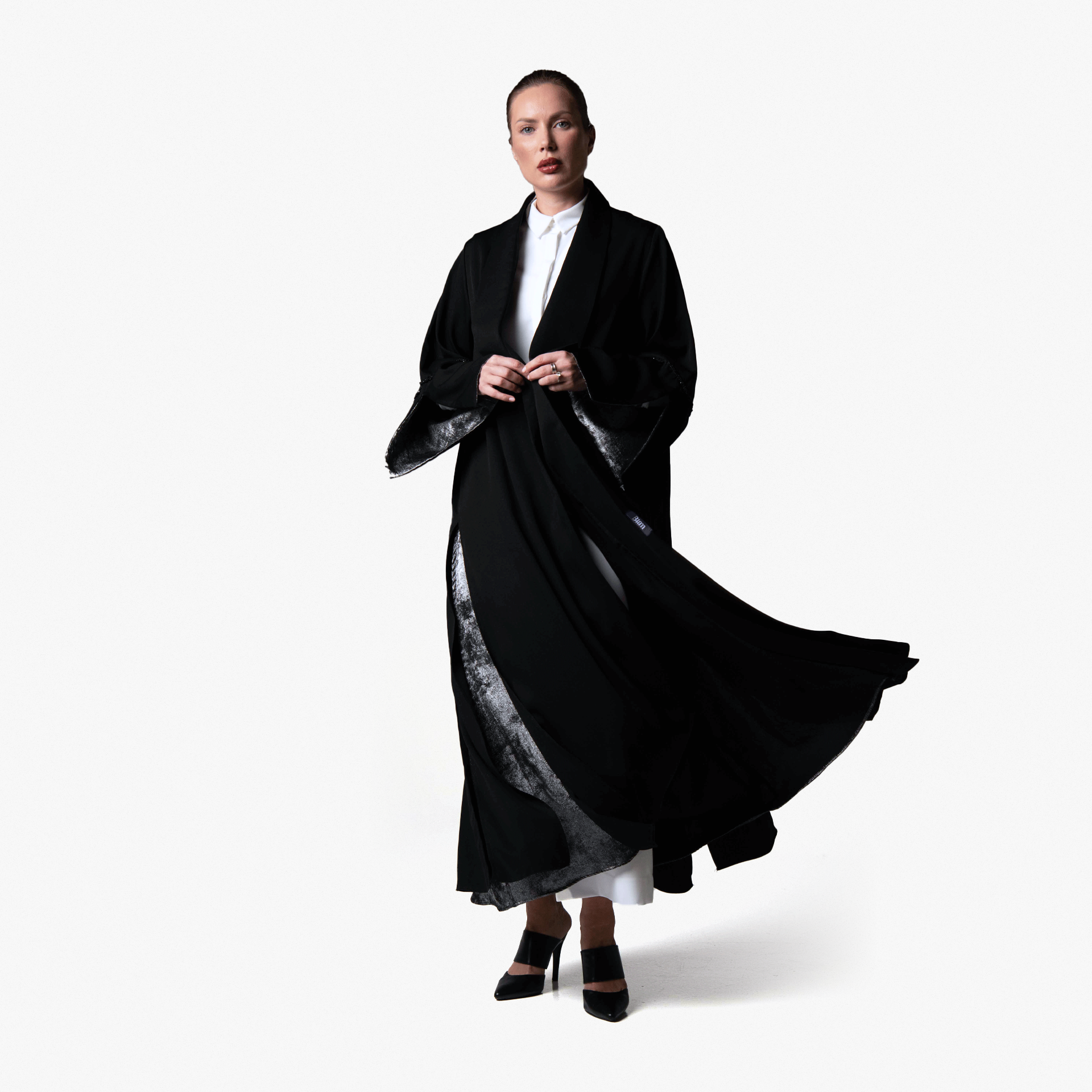 Shawl Collar Black Abaya - Biam Abaya