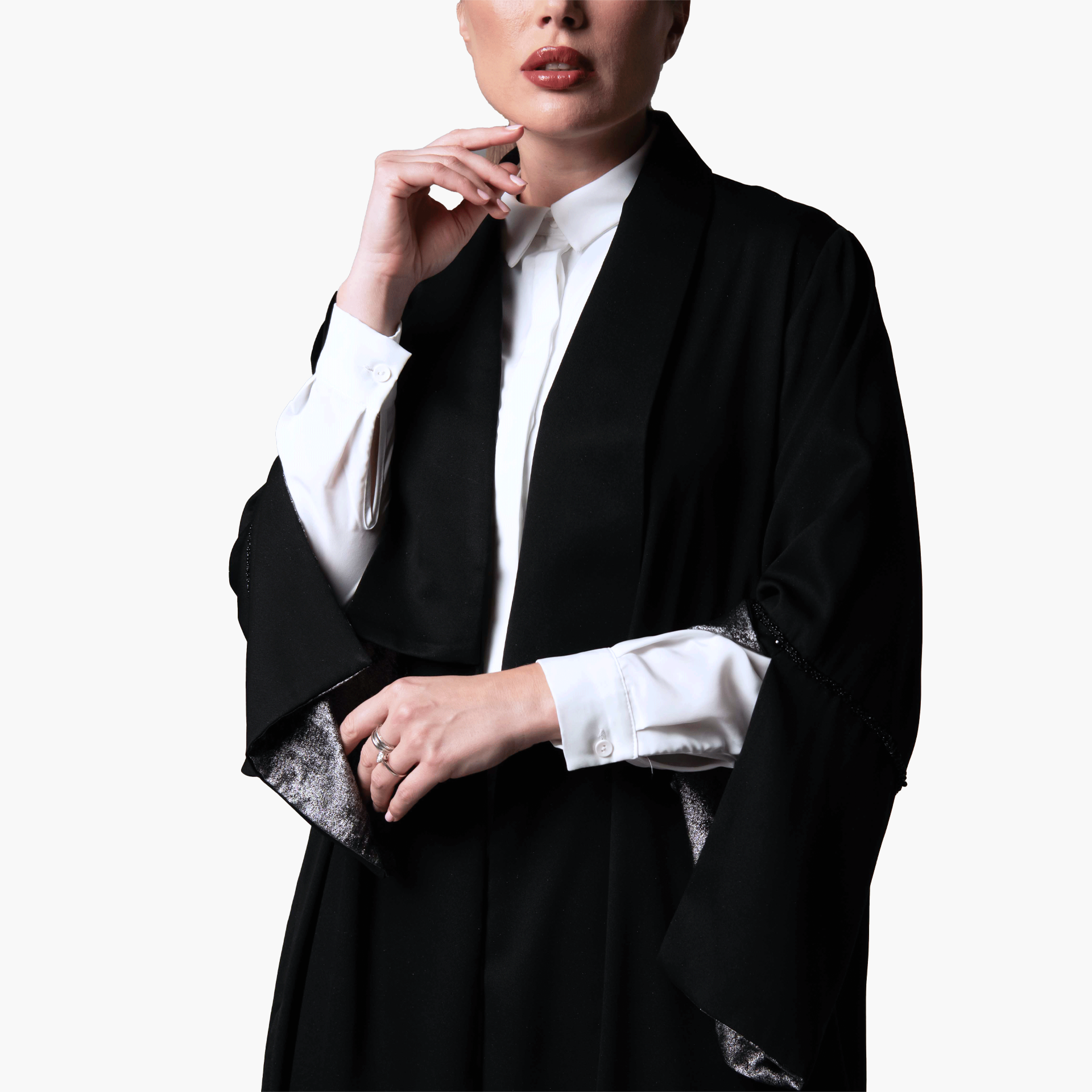 Shawl Collar Black Abaya - Biam Abaya