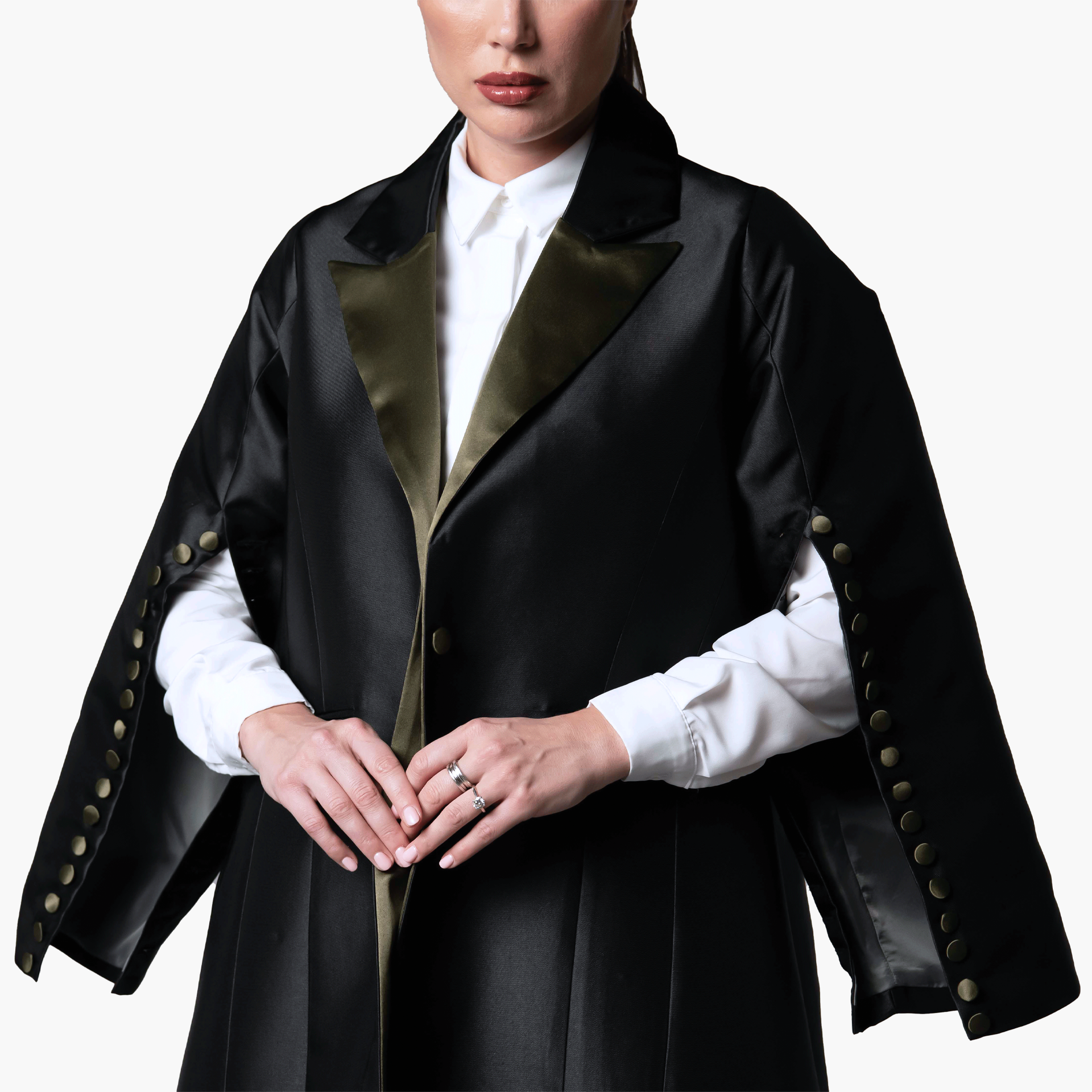 Black Buttoned Sleeves Abaya - Biam Abaya