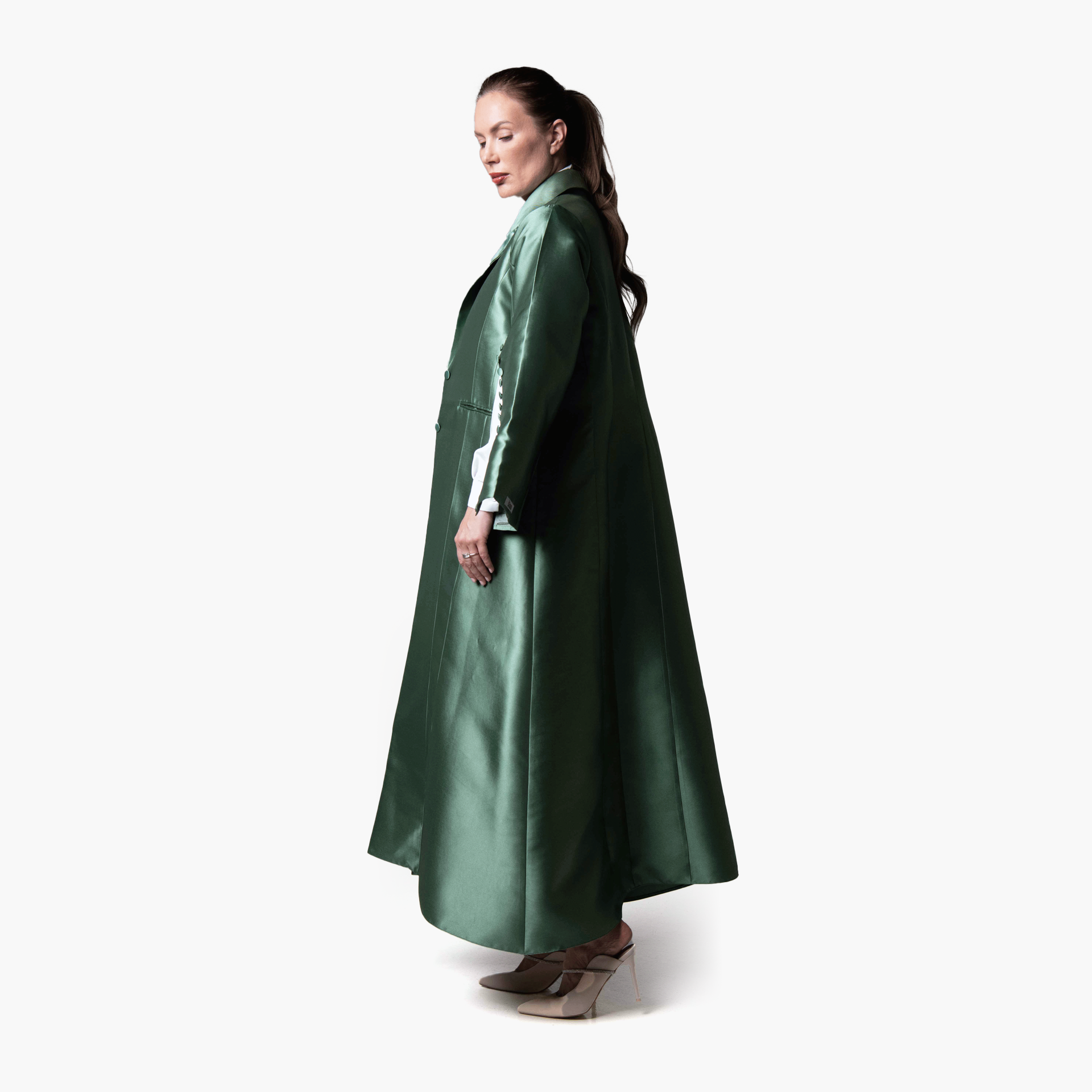 Emerald Green Buttoned Sleeves Abaya - Biam Abaya