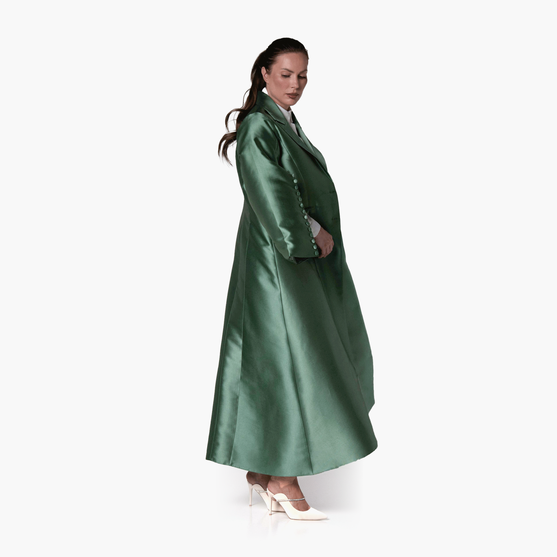 Emerald Green Buttoned Sleeves Abaya - Biam Abaya