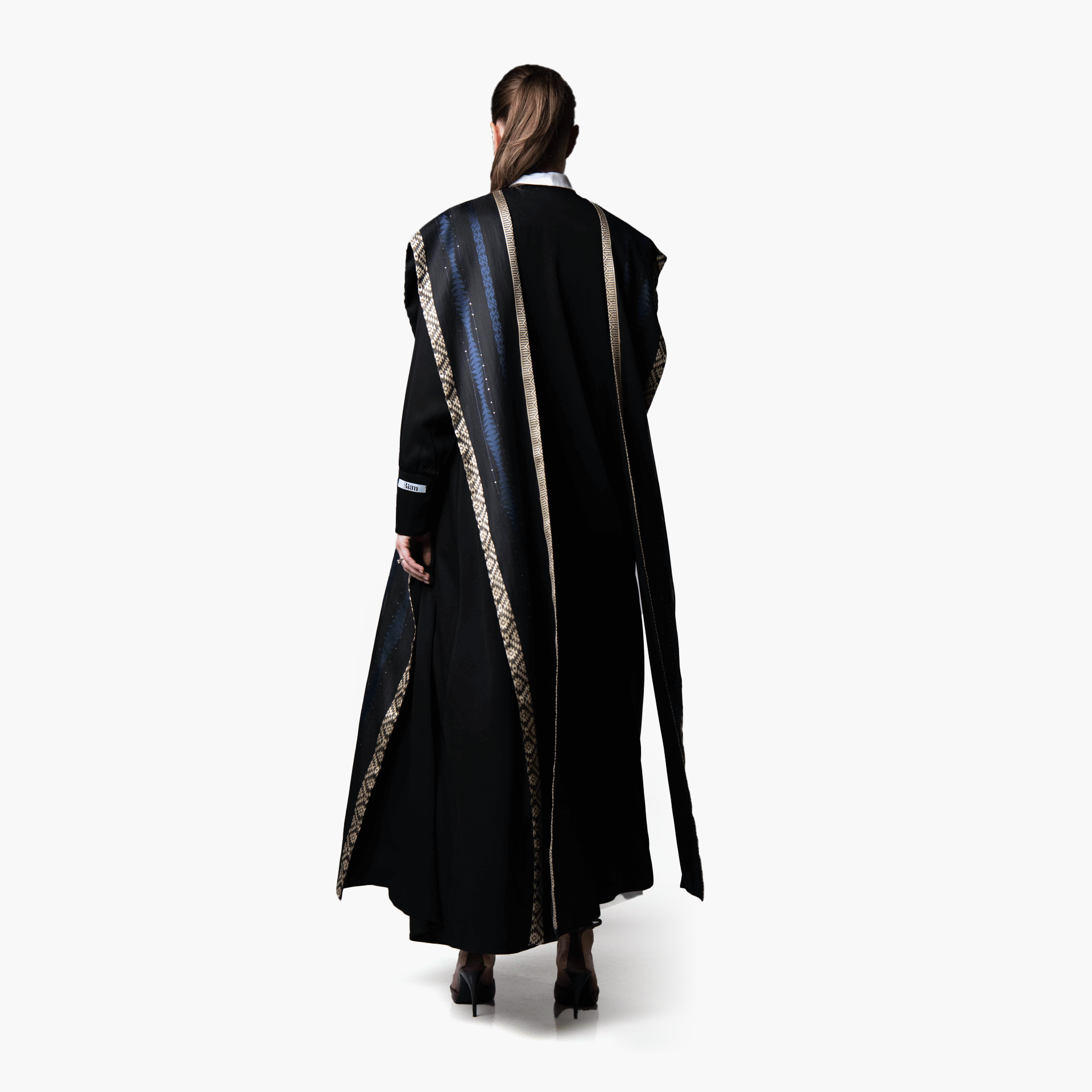 Black with Brown/Blue Embroidery Abaya - Biam Abaya