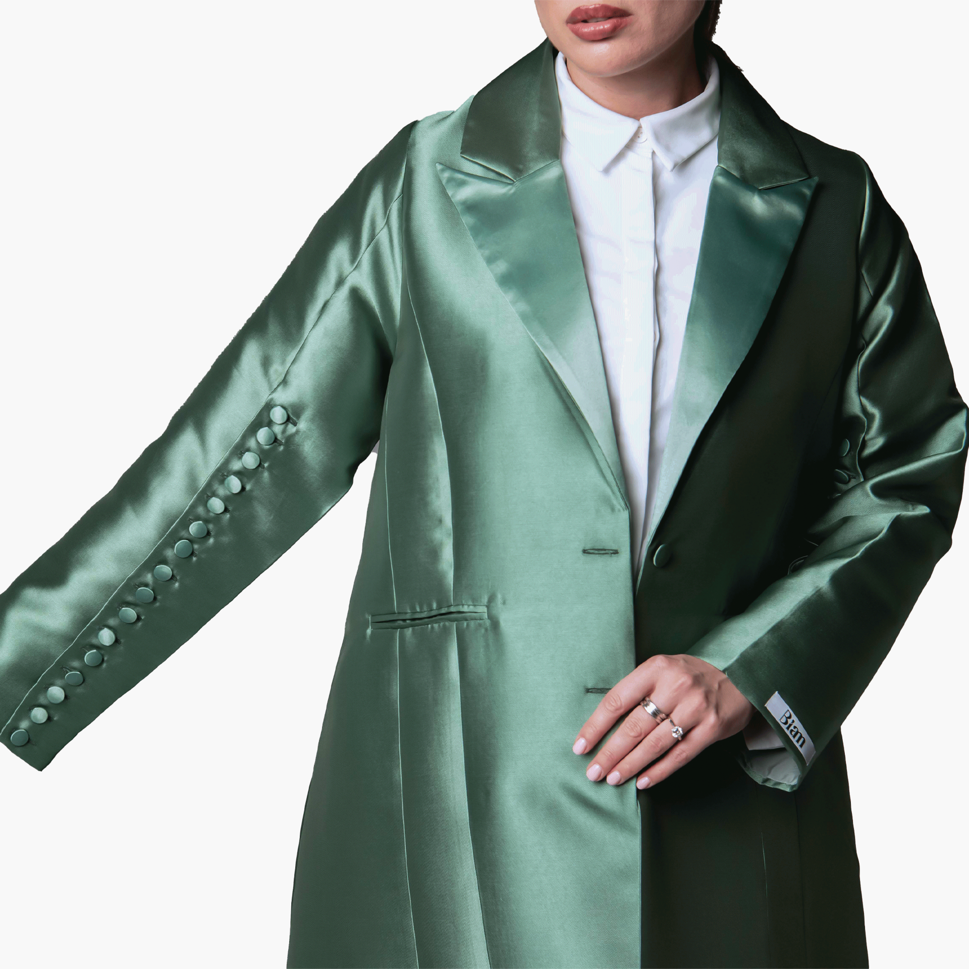 Emerald Green Buttoned Sleeves Abaya - Biam Abaya