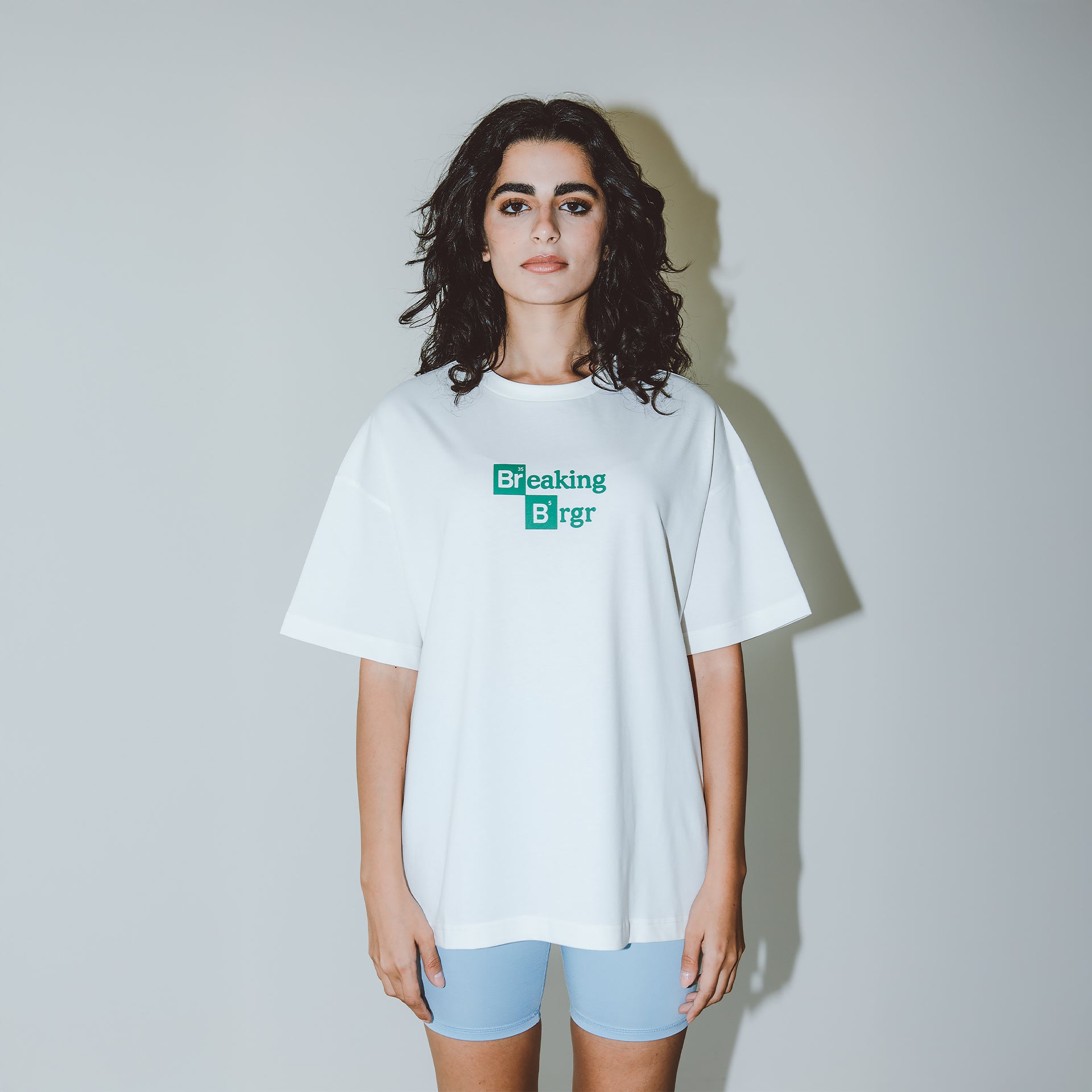 White Oversized Breaking Brgr Printed T-shirt By In Your Shoe