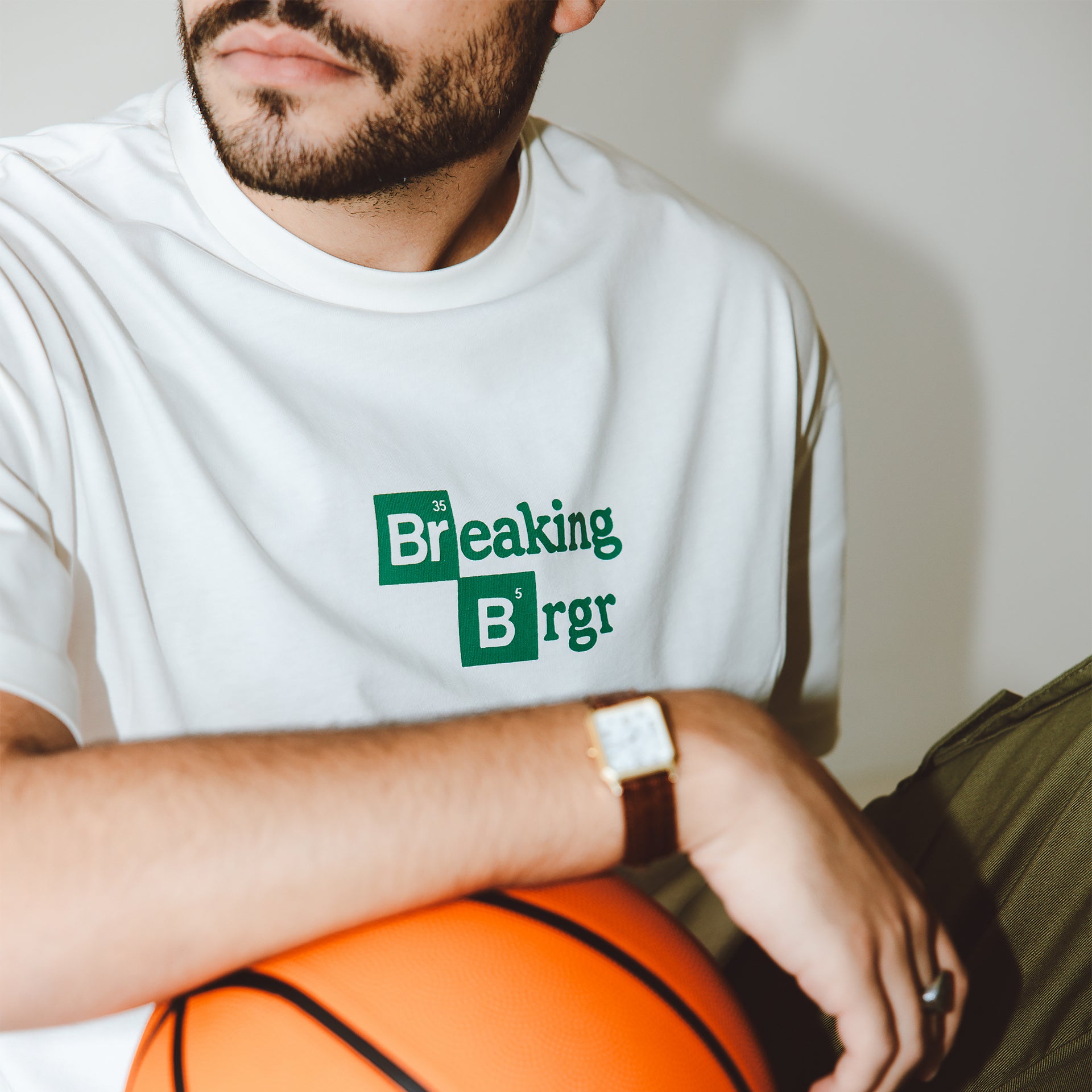 White Oversized Breaking Brgr Printed T-shirt By In Your Shoe