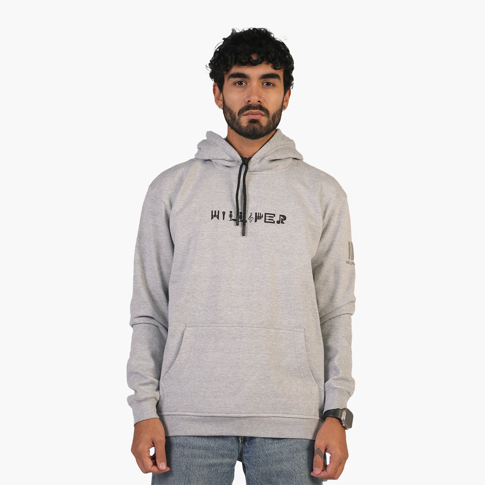 Unisex Light Grey Classical Musical Font Hoodie - WiLLSPER