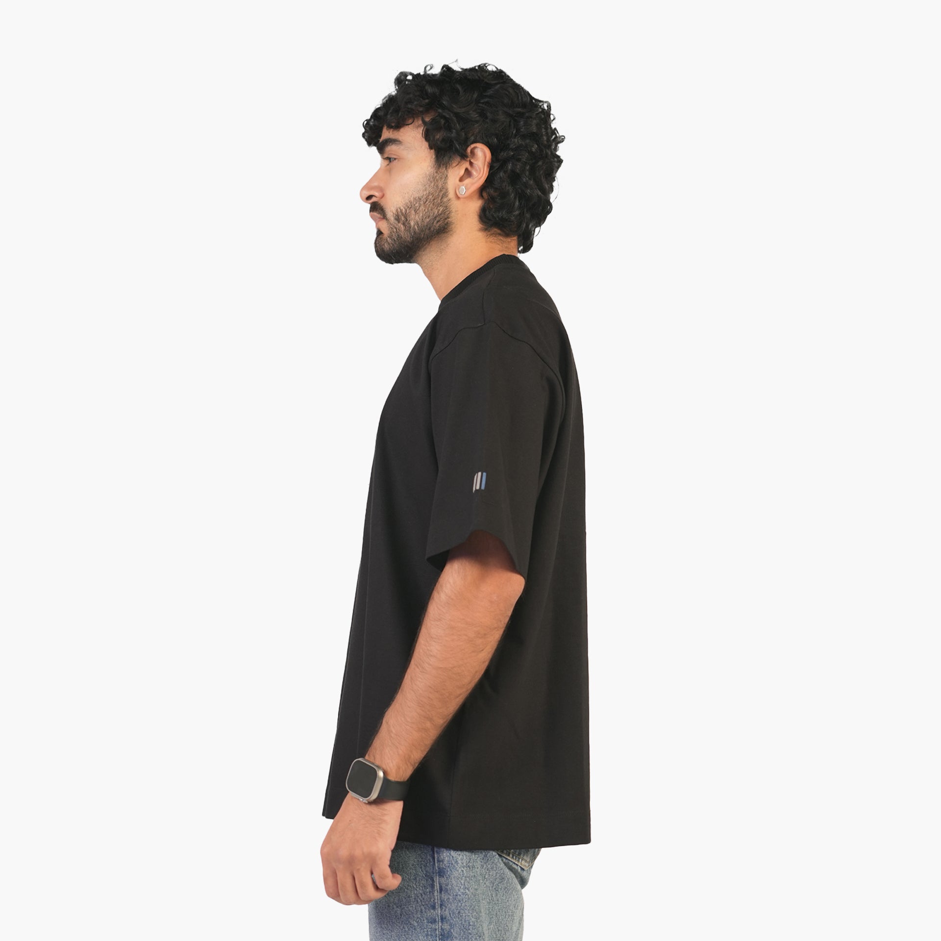 Unisex Black Classical Subtle Logo Oversized T-shirt - WiLLSPER