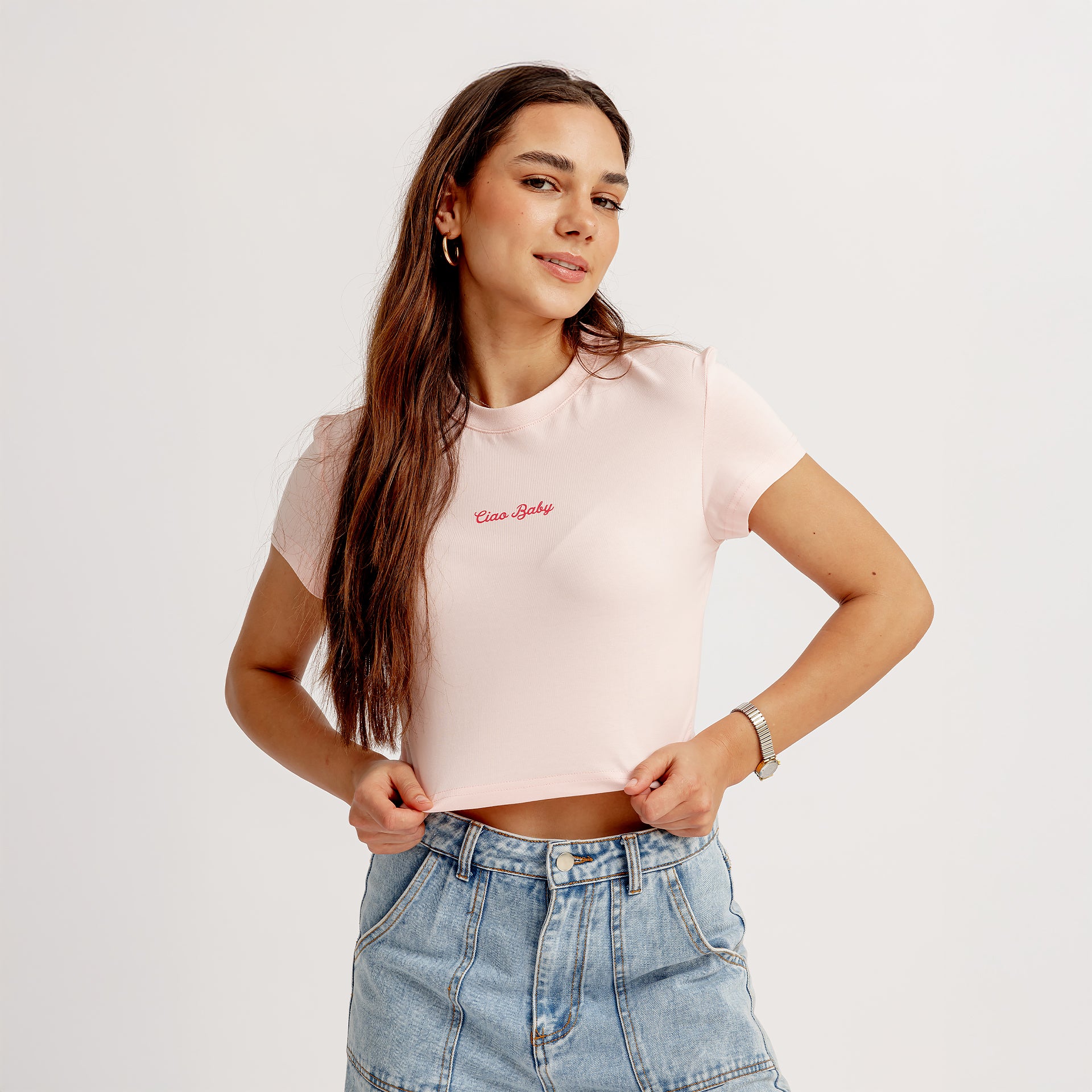 Pink Ciao Baby Cropped T-shirt By In Your Shoe