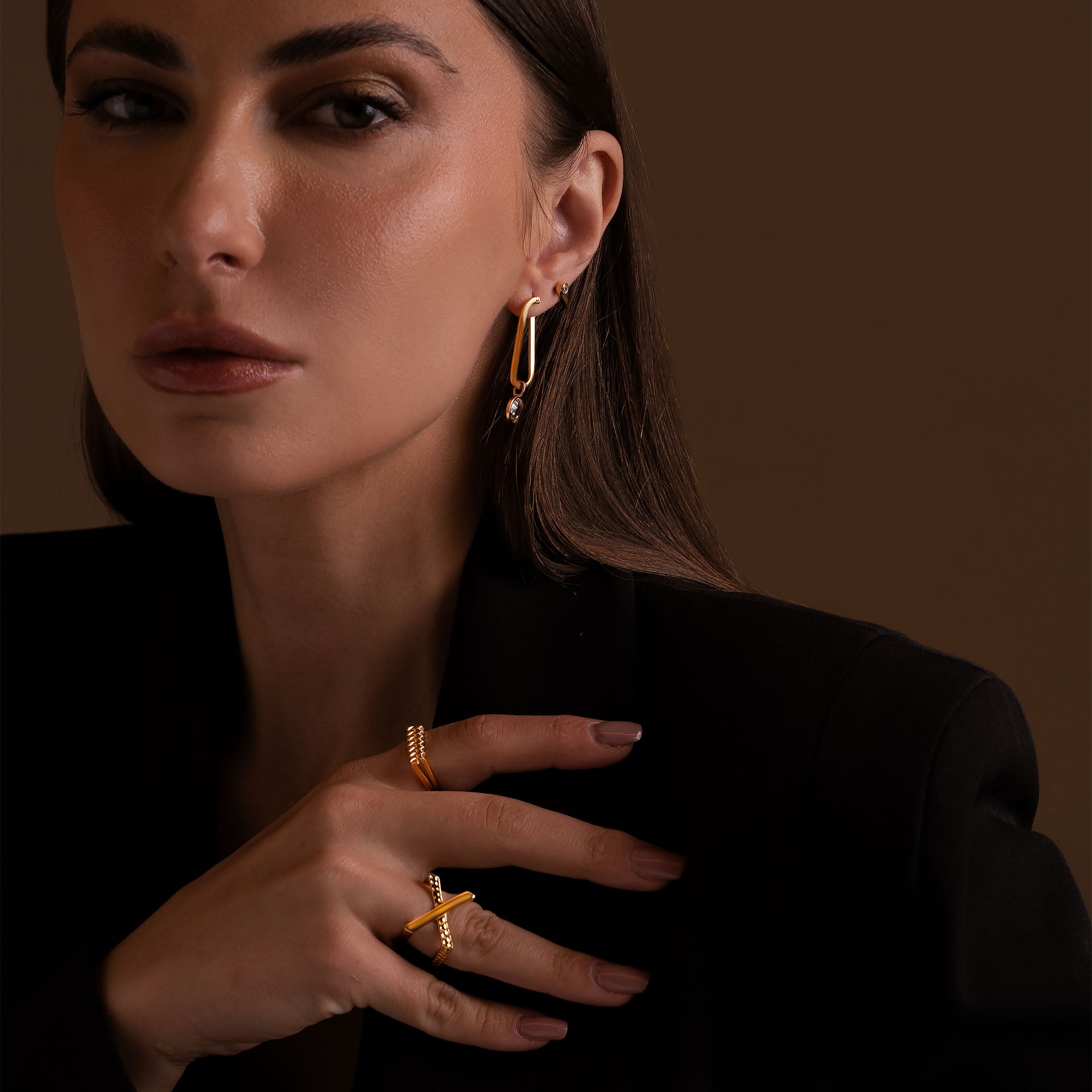 Gold Plated X Ring By L'rosha