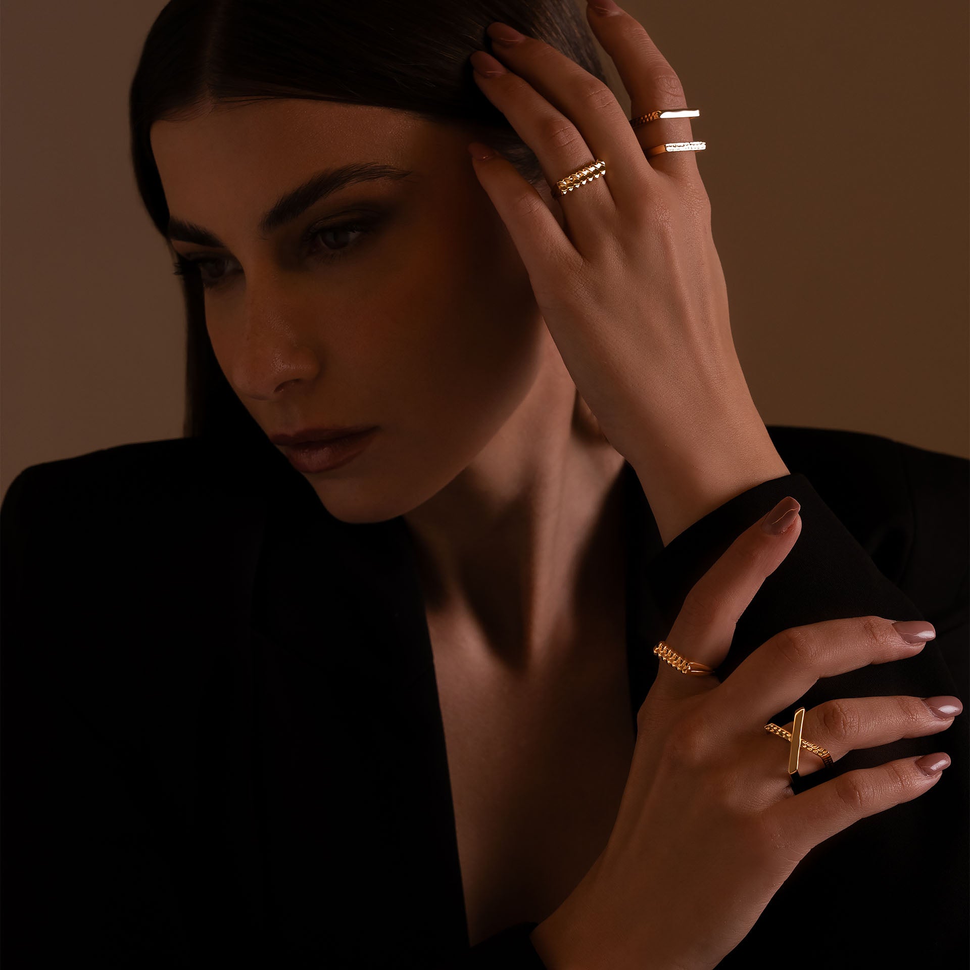 Gold Plated X Ring By L'rosha