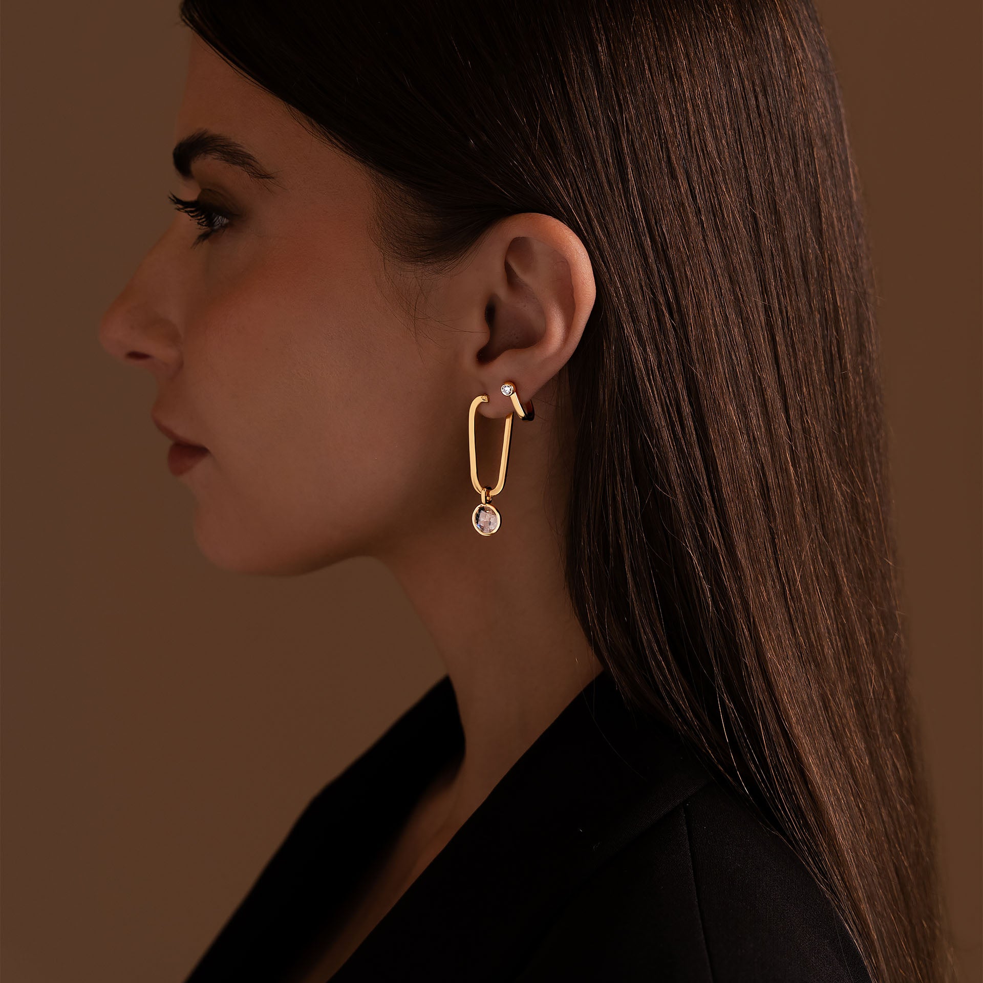 Gold Plated Moon Earrings By L'rosha