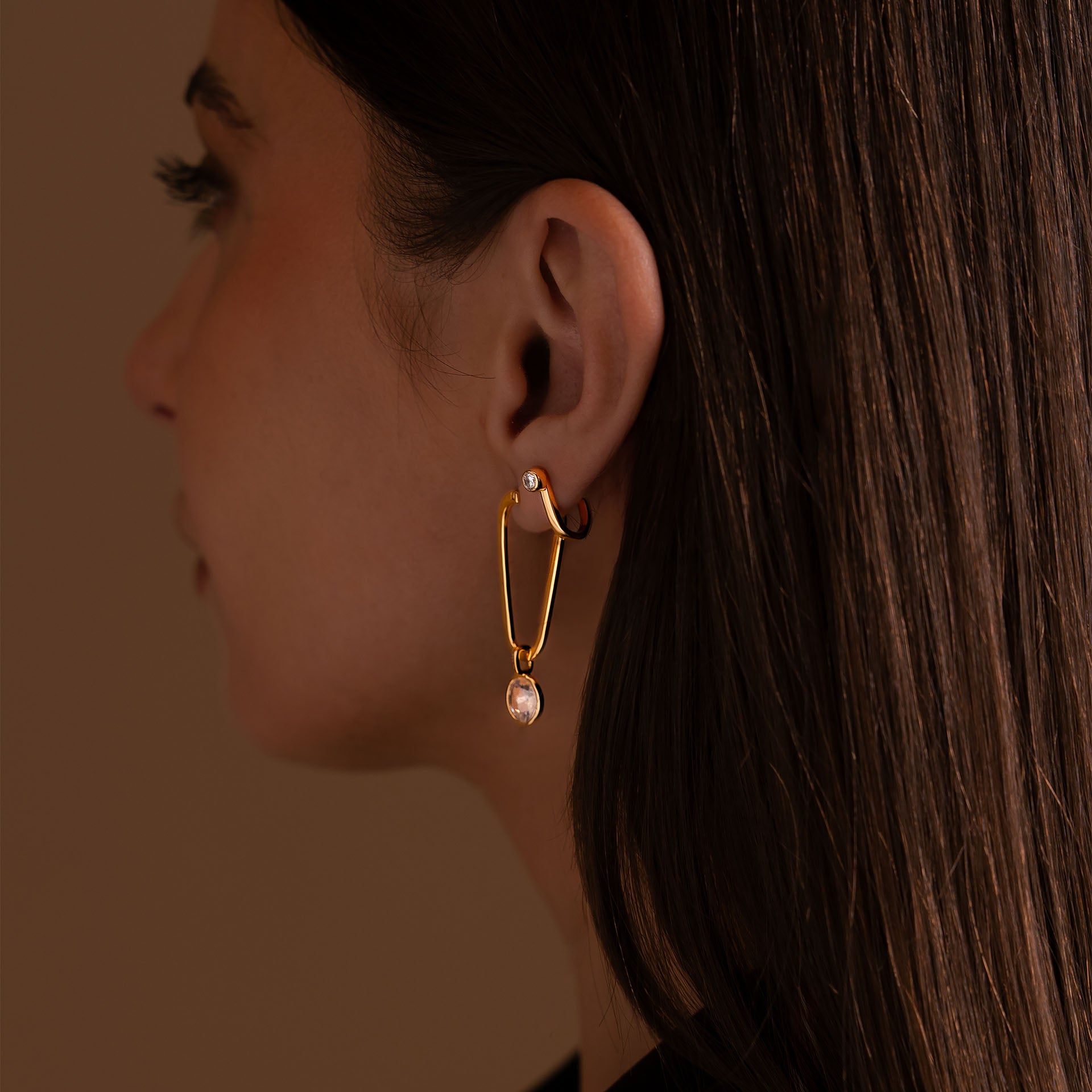 Gold Plated Moon Earrings By L'rosha