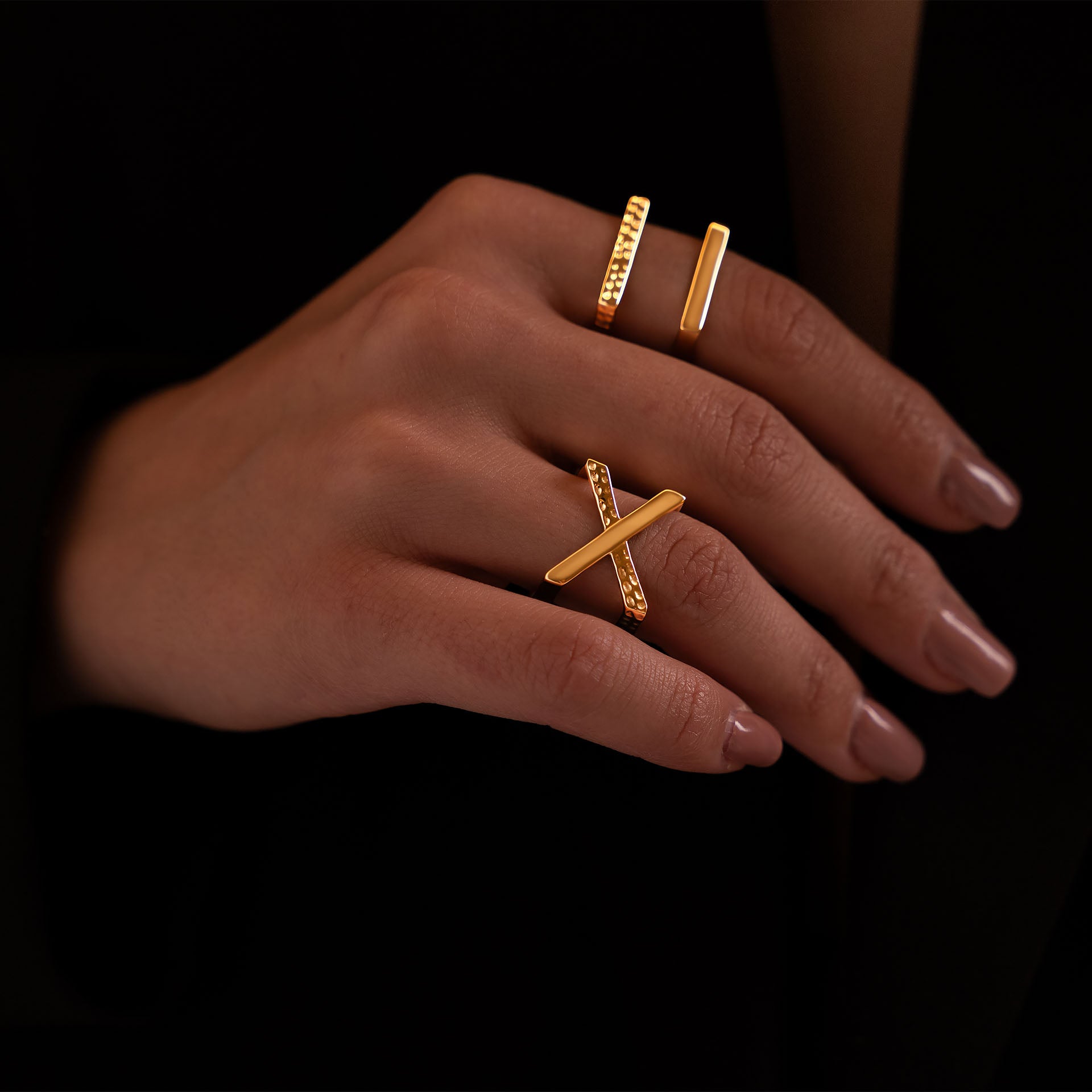 Gold Plated X Ring By L'rosha