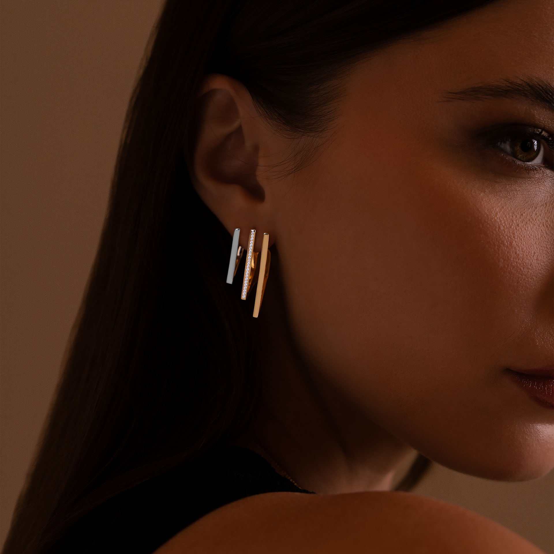 Gold Plated Geo Earrings By L'rosha